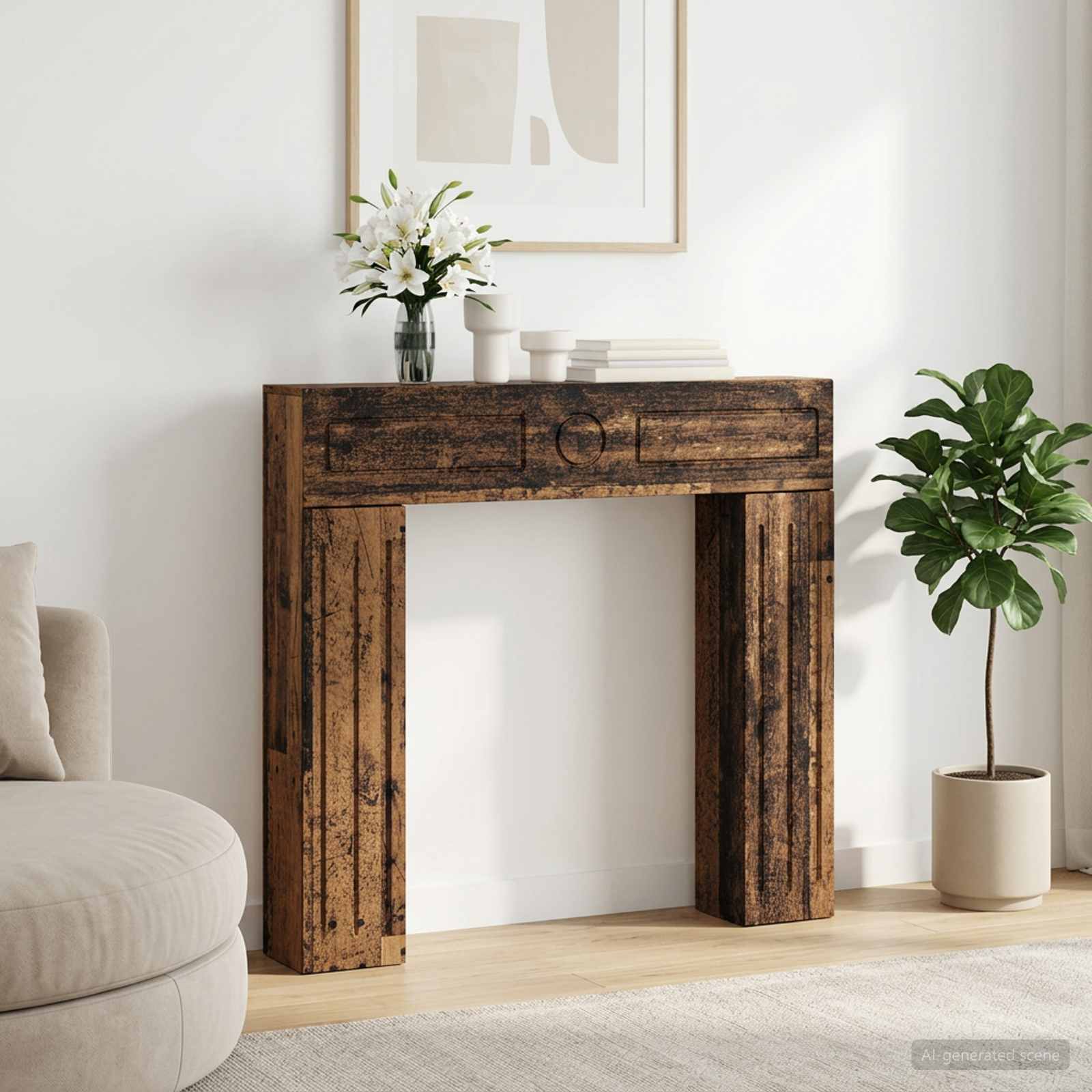 Περίβλημα τζακιού Παλαιωμένο ξύλο 102 x 18 x 100,5 εκ