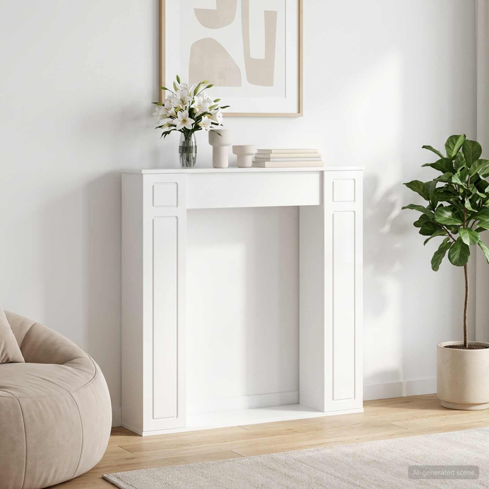 Περίβλημα τζακιού Γυαλιστερό Λευκό 100 x 20 x 100 cm