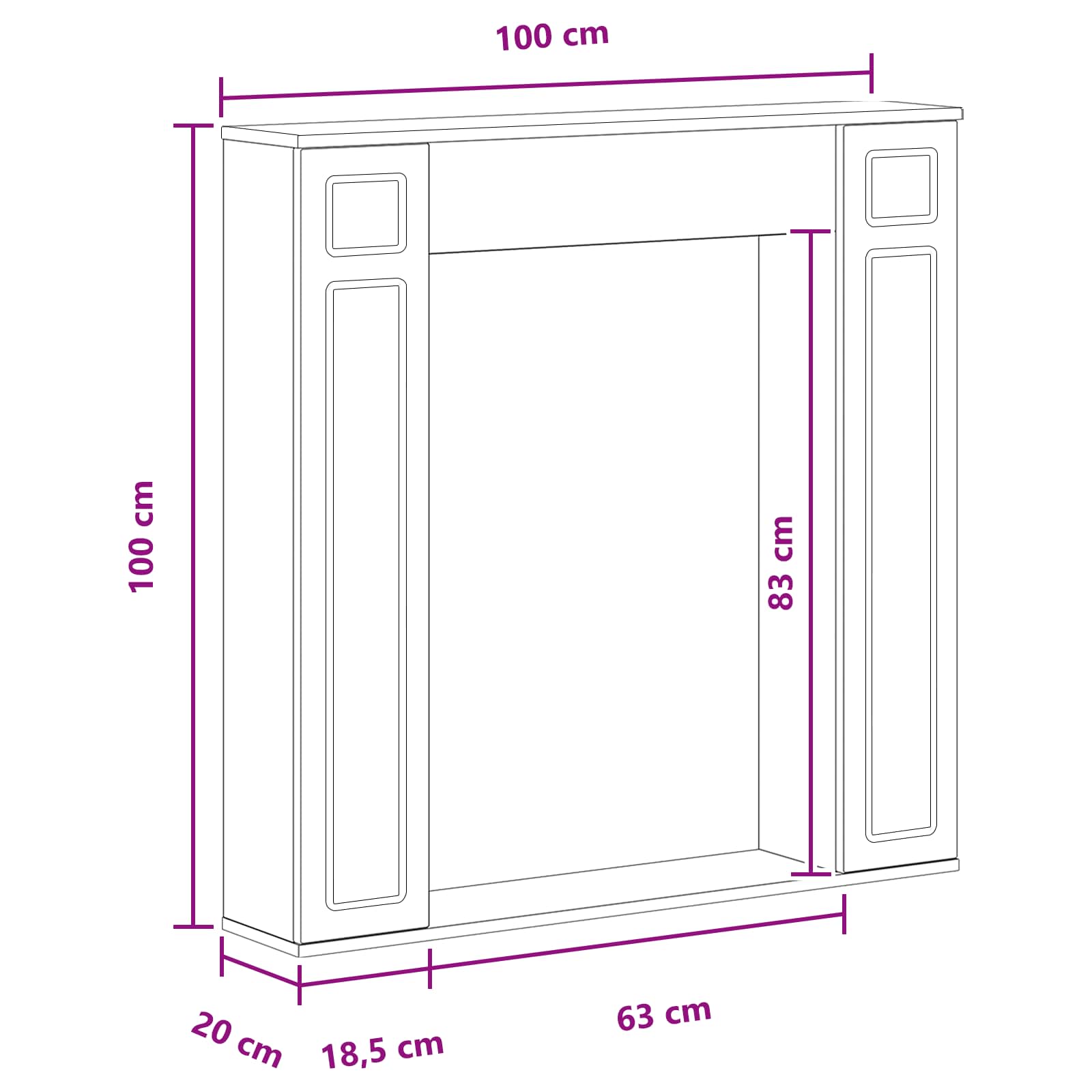 Περίβλημα τζακιού Παλαιωμένο ξύλο 100 x 20 x 100 cm