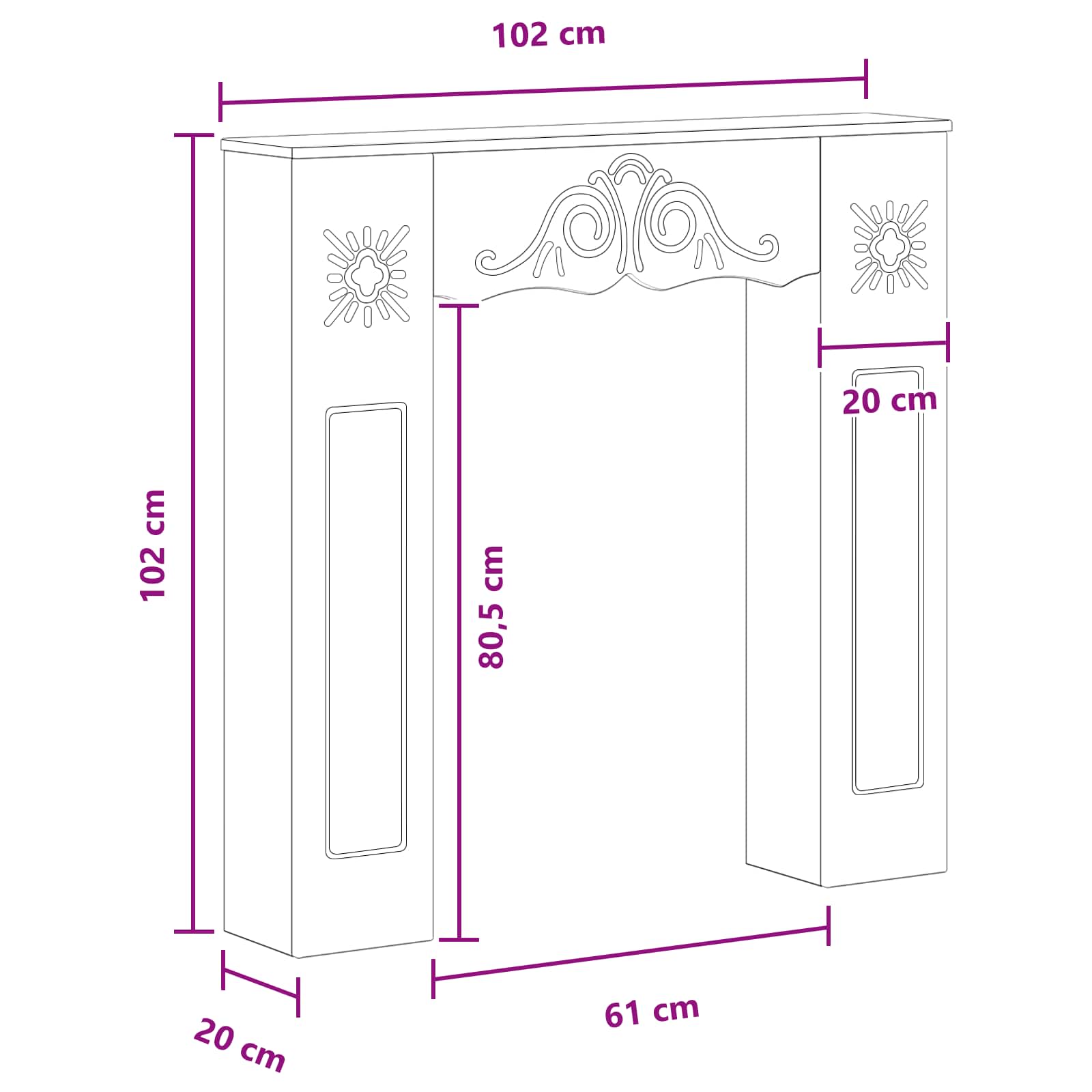 Περίβλημα τζακιού Γκρι Sonoma 102 x 20 x 102 εκ - Pakobazaar