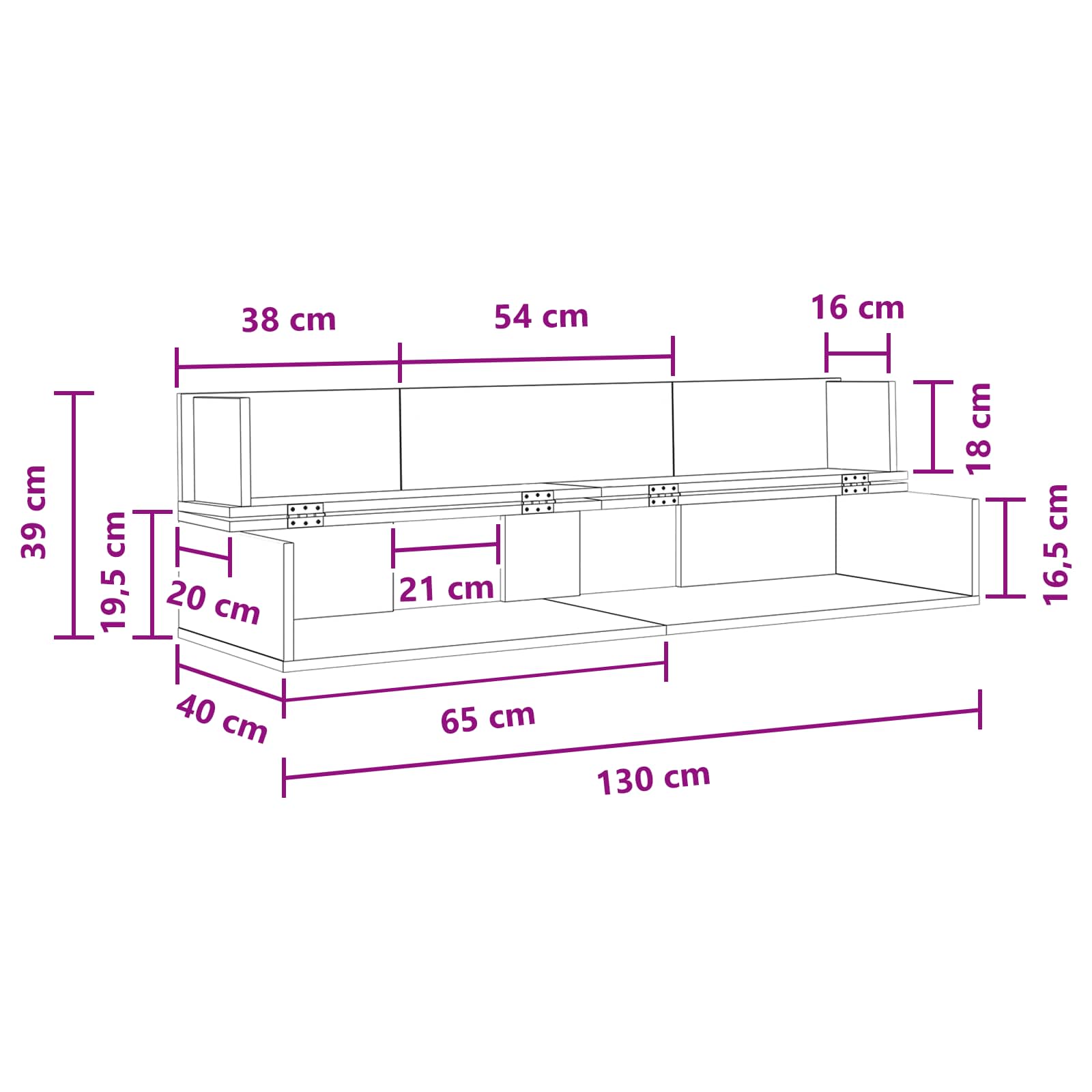 Γραφείο Στούντιο Λευκό 130 x 40 x 19,5 εκ. Επεξεργασμένο Ξύλο