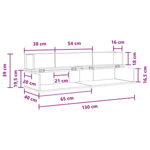 Γραφείο Στούντιο Καπνισμένο Ξύλο Δρυός 130 x 40 x 19,5 εκ.