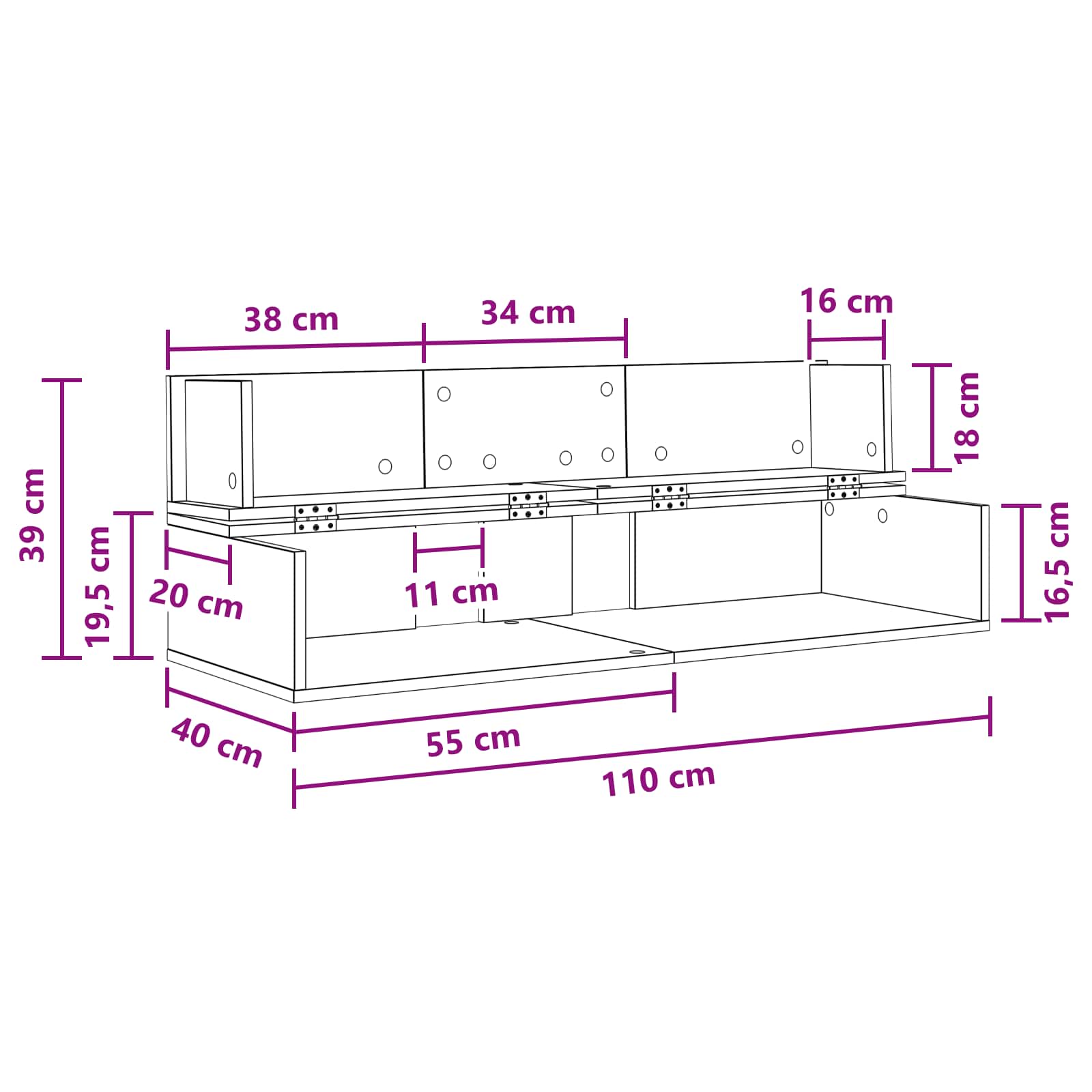 Γραφείο Στούντιο Παλαιωμένο ξύλο 110 x 40 x 19,5 εκ. - Pakobazaar