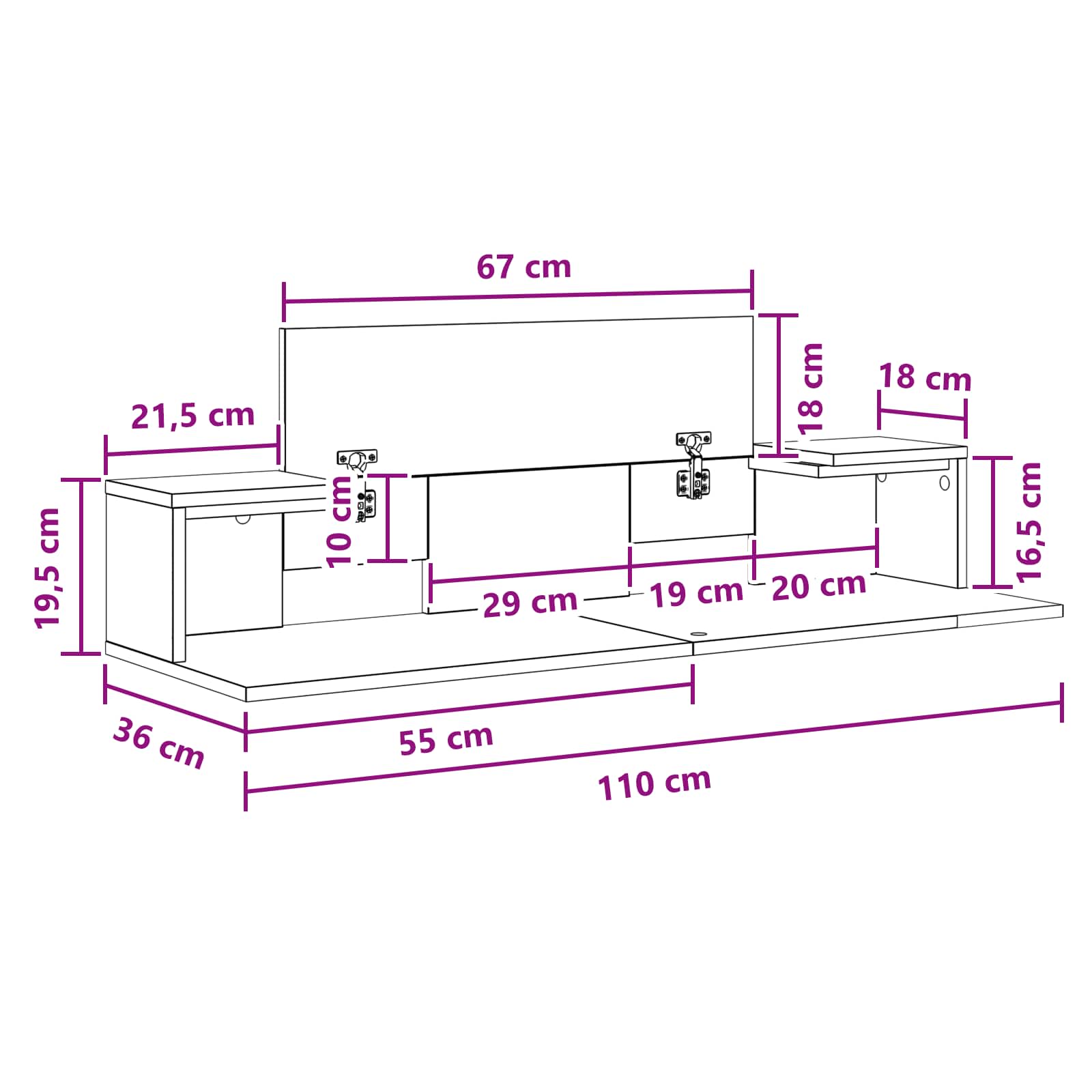 Γραφείο Στούντιο Γκρι Σκυροδέματος 110 x 36 x 19,5 εκ. - Pakobazaar