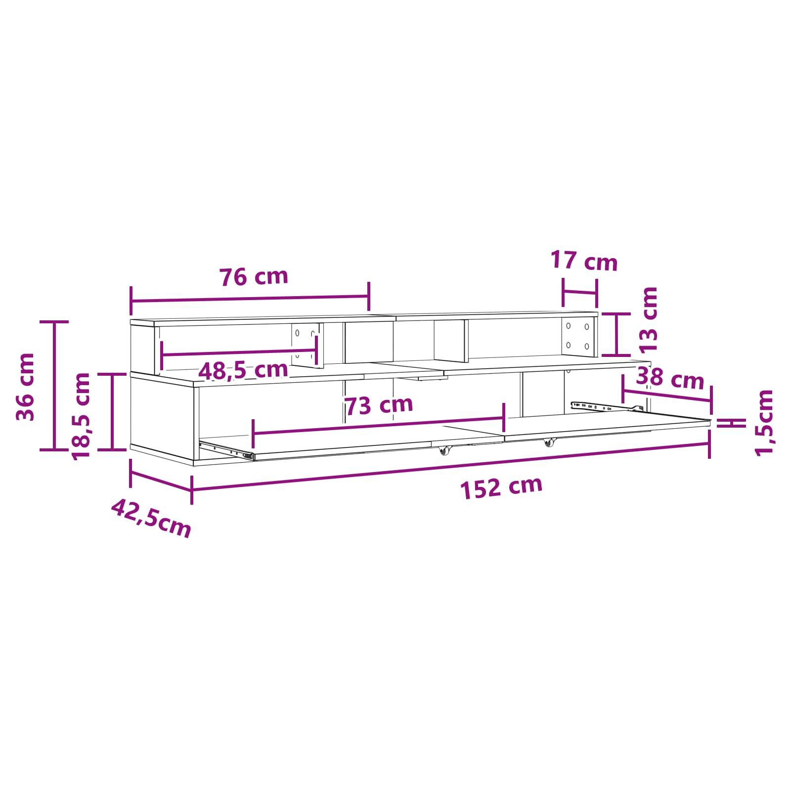 Γραφείο Στούντιο Γκρι Sonoma 152 x 42,5 x 36 εκ - Pakobazaar