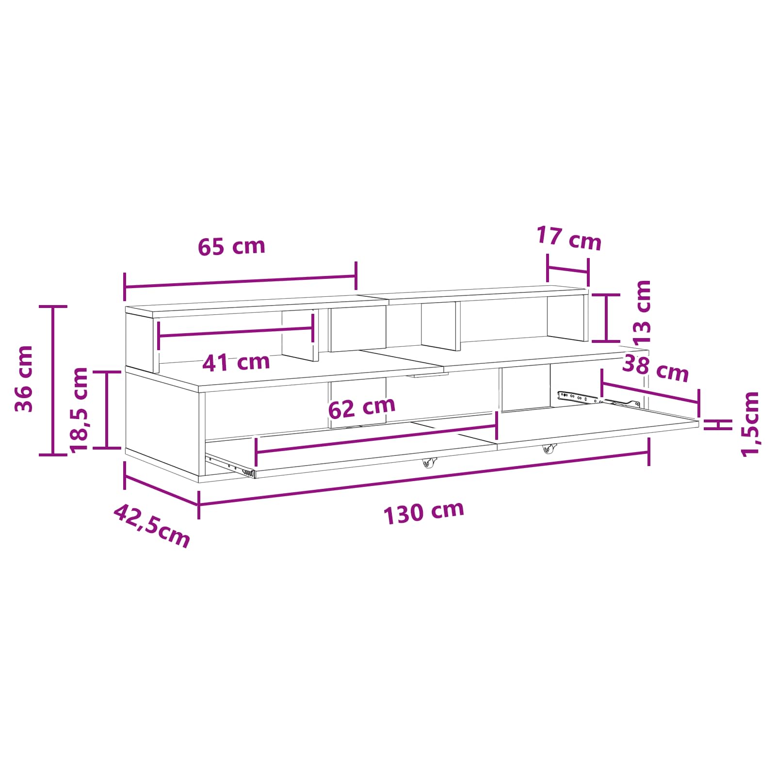 Γραφείο Στούντιο Μαύρη Δρυς 130 x 42,5 x 36 εκ - Pakobazaar