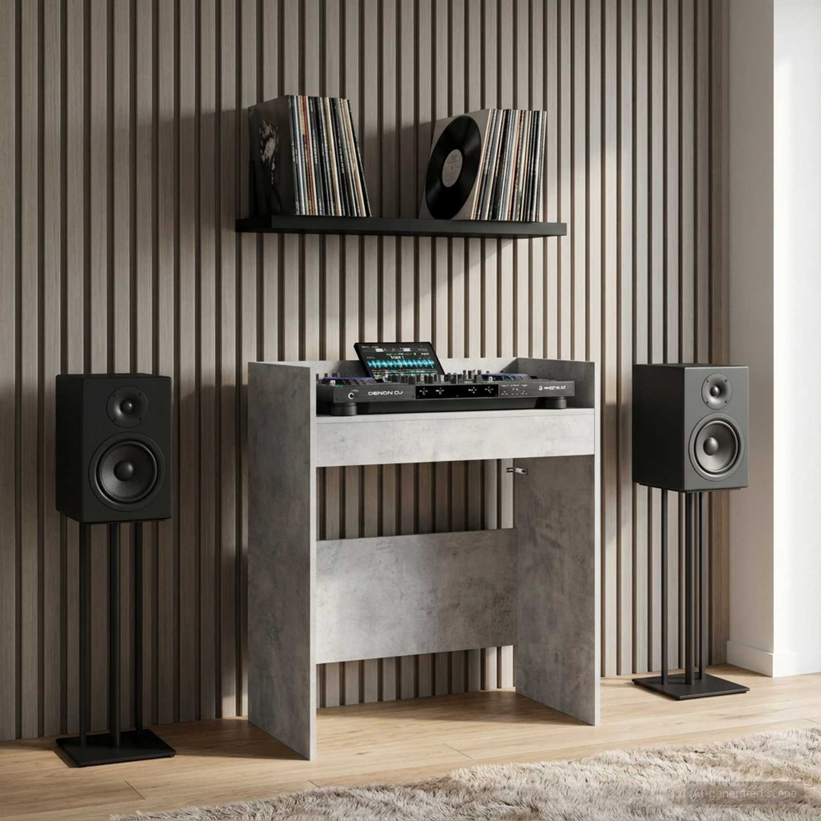 Πίνακας DJ Γκρι Σκυροδέματος 102 x 45 x 102 εκ. - Pakobazaar