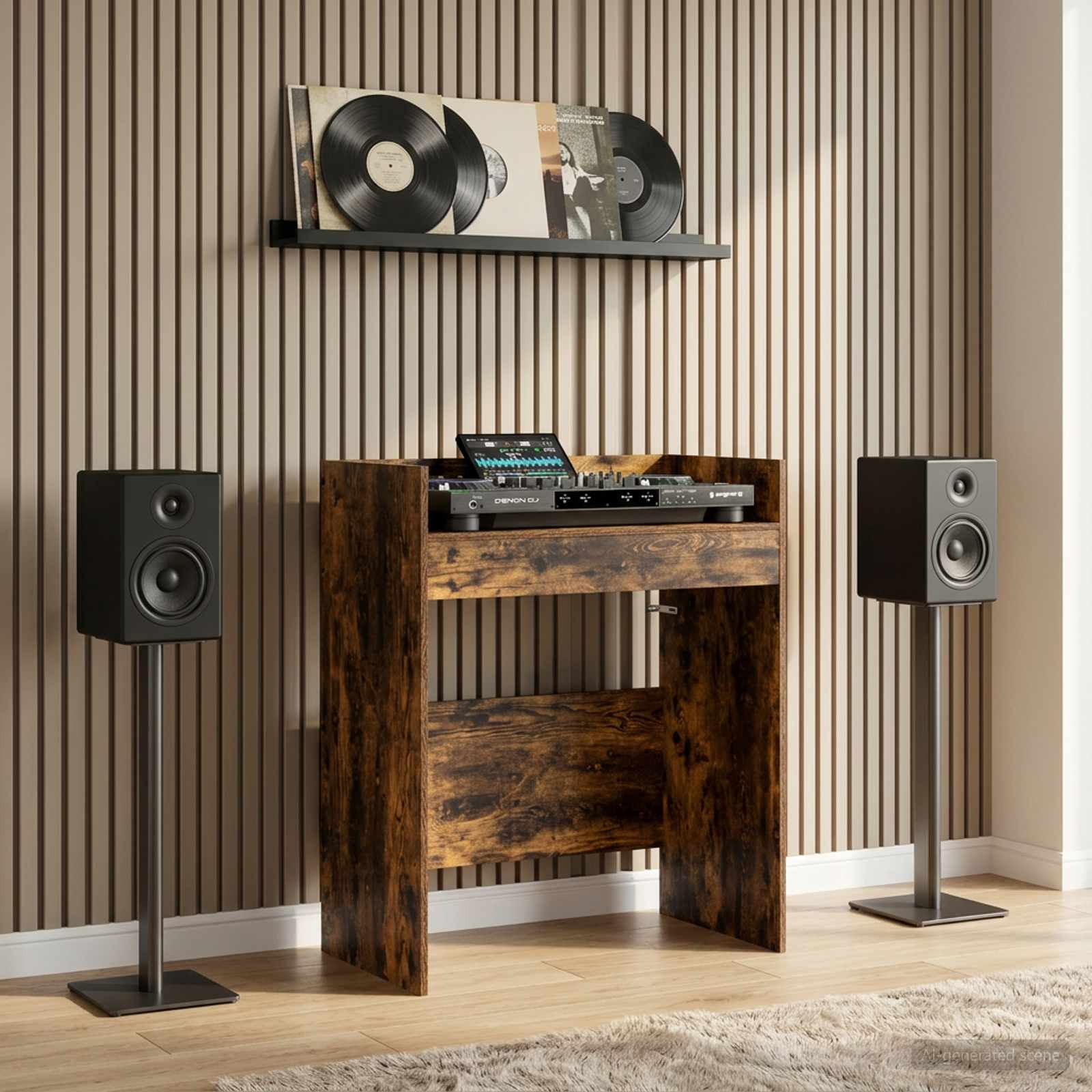 Πίνακας DJ Καπνισμένο Ξύλο Δρυός 102 x 45 x 102 εκ. - Pakobazaar