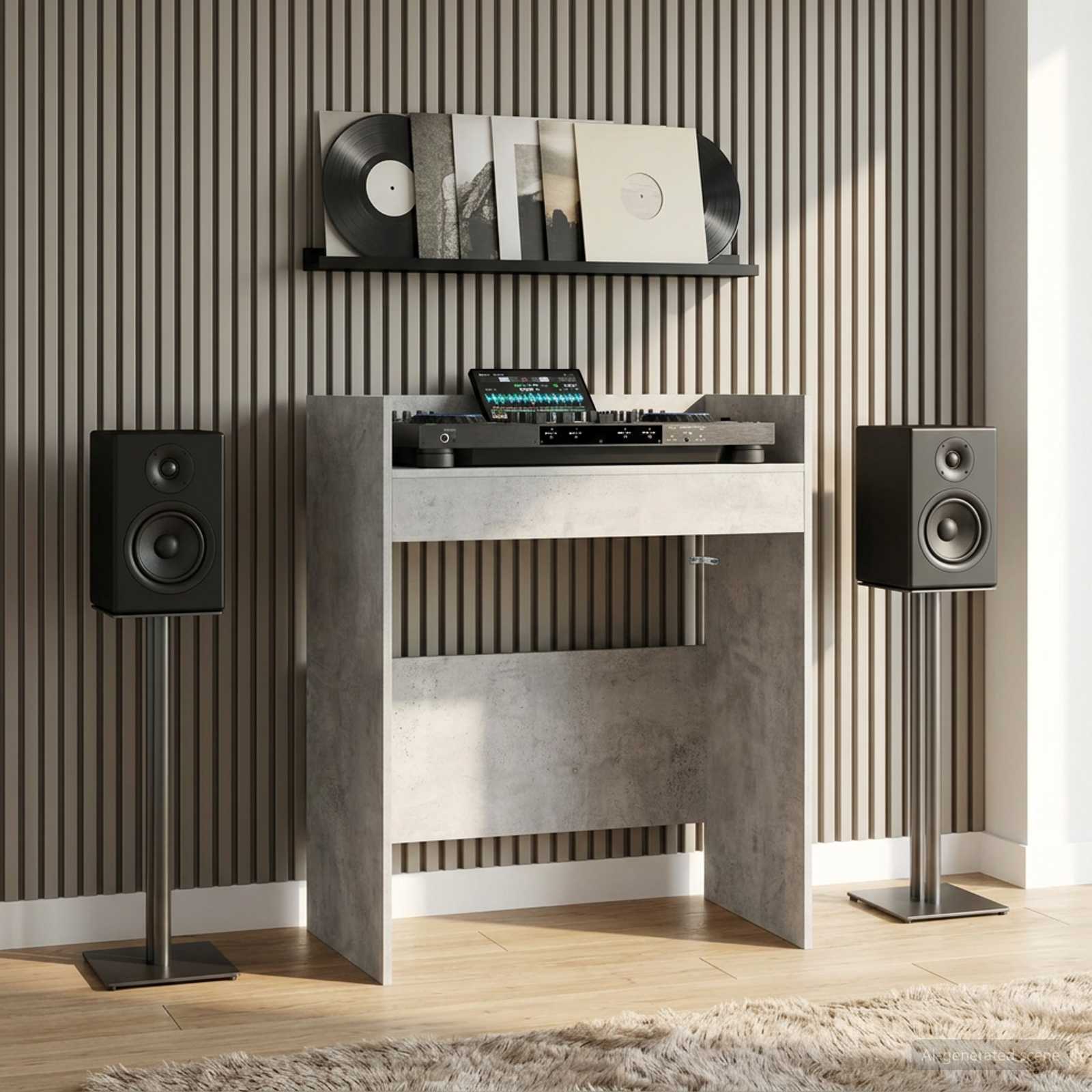 Πίνακας DJ Γκρι Σκυροδέματος 82 x 45 x 102 εκ. - Pakobazaar