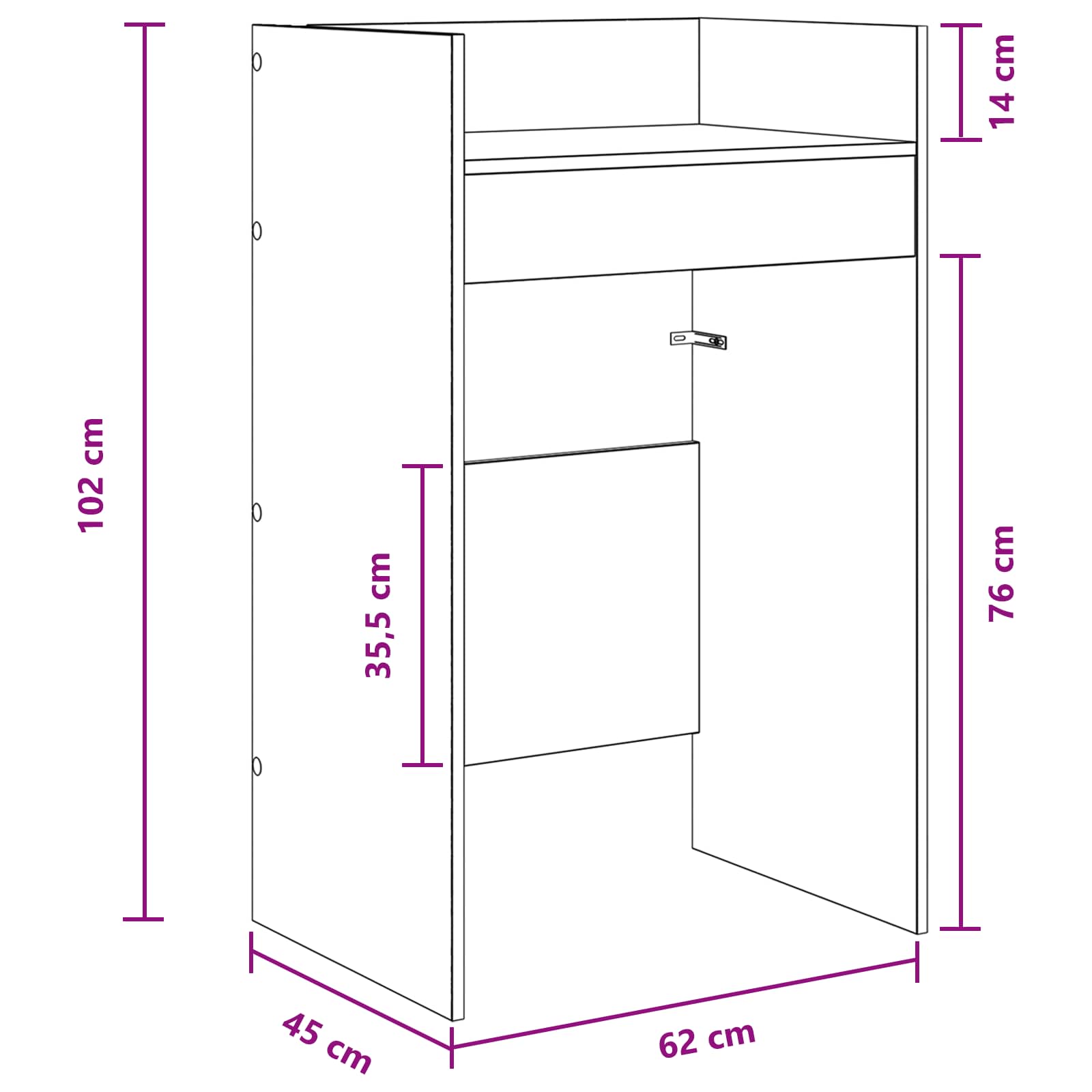 Πίνακας DJ Sonoma Δρυς 62 x 45 x 102 εκ. Επεξεργασμένο Ξύλο - Pakobazaar