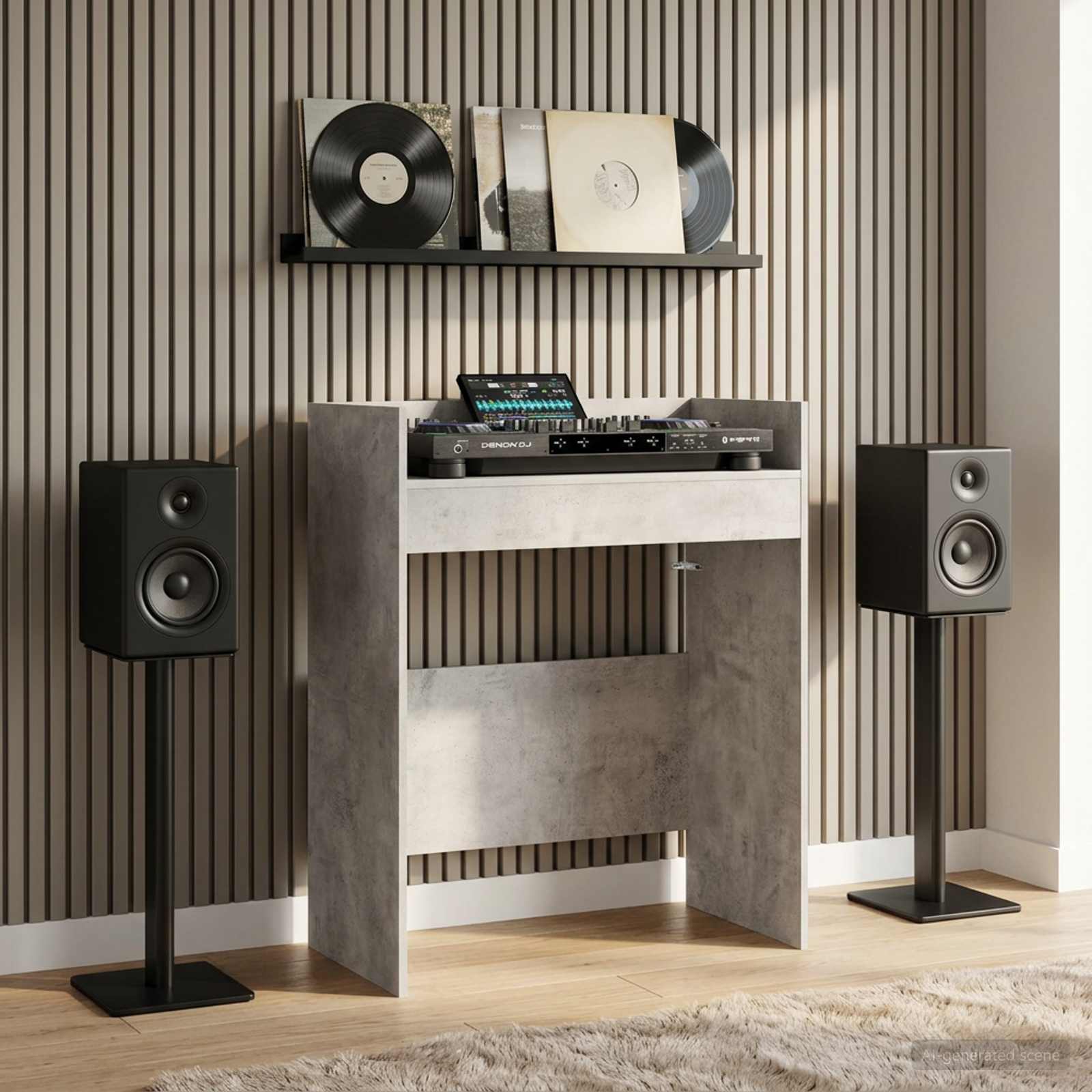 Πίνακας DJ Γκρι Σκυροδέματος 62 x 45 x 102 εκ. - Pakobazaar