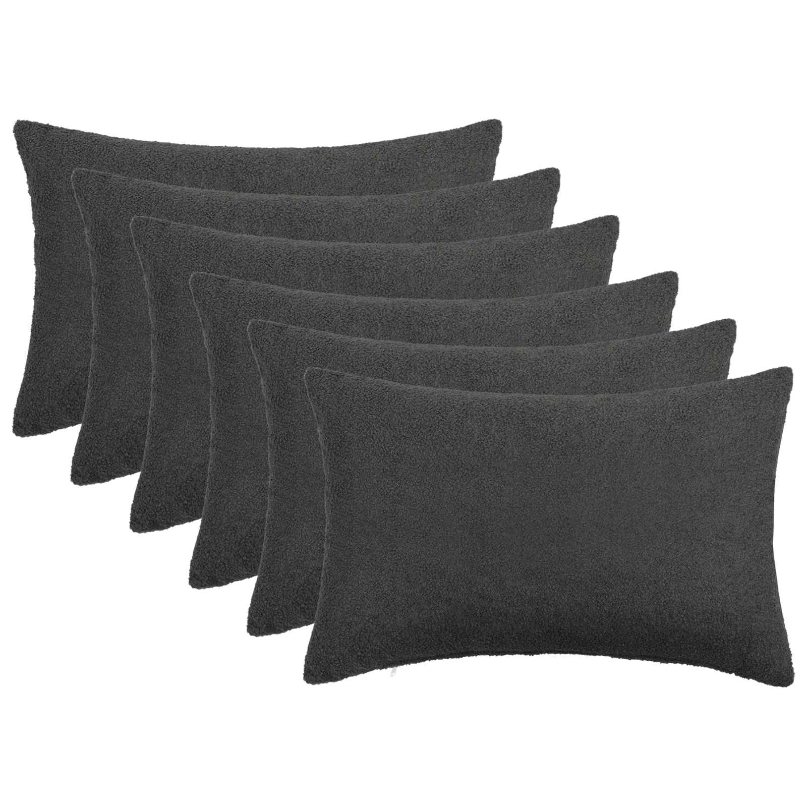 Κάλυμμα Μαξιλαριού 6 pcs HEERLEN Σκούρο Γκρι 30 x 50 cm Μπουκλέ - Pakobazaar
