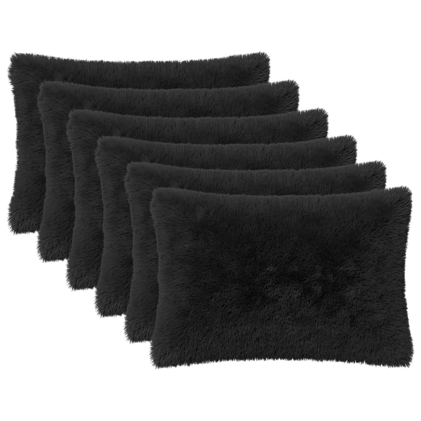 Κάλυμμα Μαξιλαριού 6 pcs HEERLEN Μαύρο 30 x 50 cm PV Φλίς