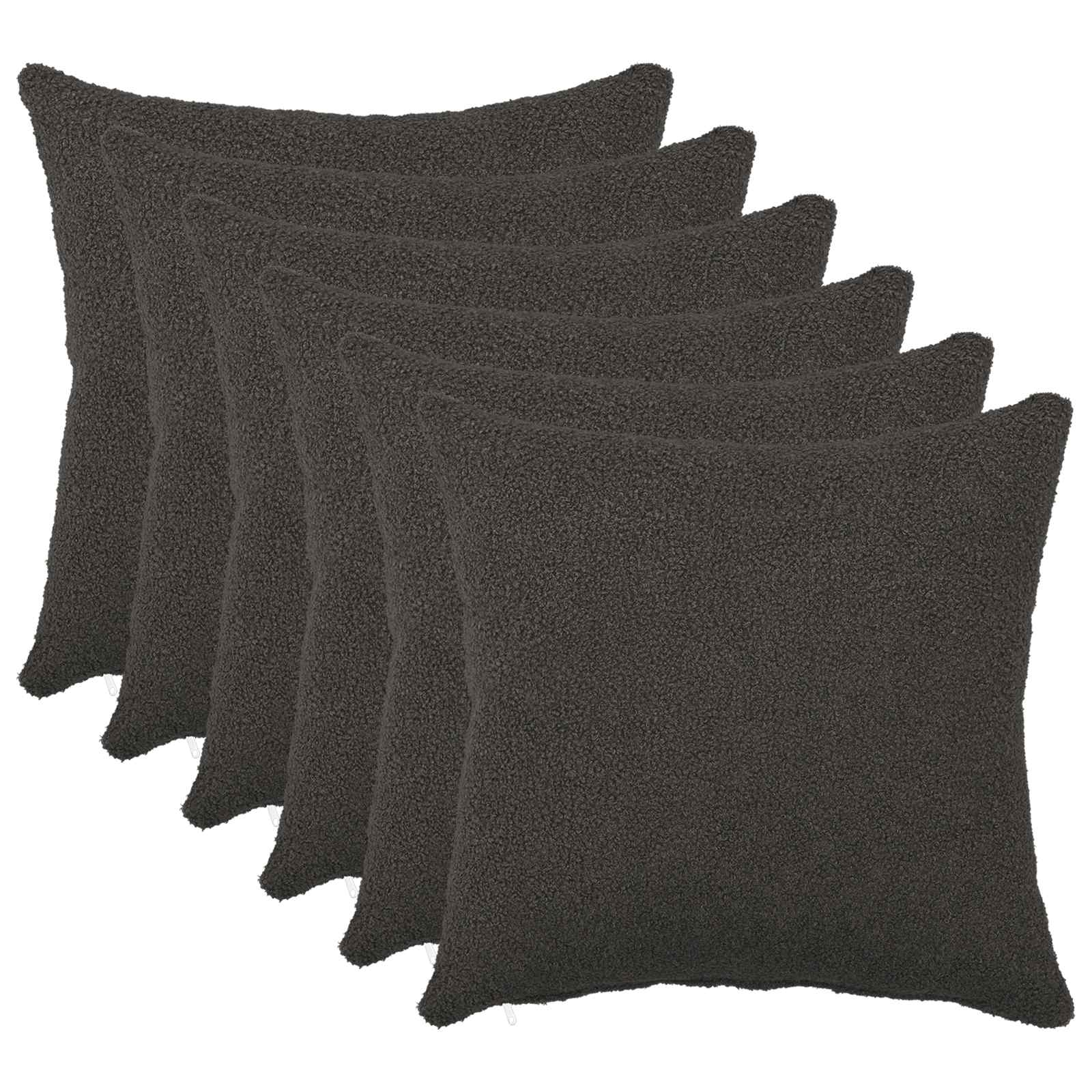 Κάλυμμα Μαξιλαριού 6 pcs HEERLEN Σκούρο Γκρι 35 x 35 cm Μπουκλέ