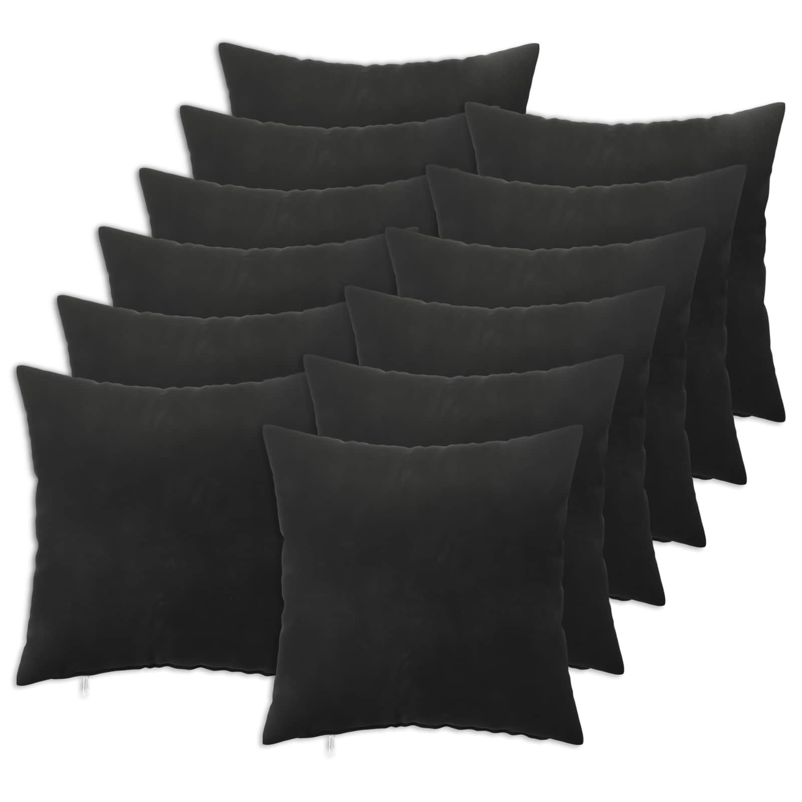 Κάλυμμα Μαξιλαριού 12 pcs HEERLEN Μαύρο 40 x 40 cm Βελούδο - Pakobazaar
