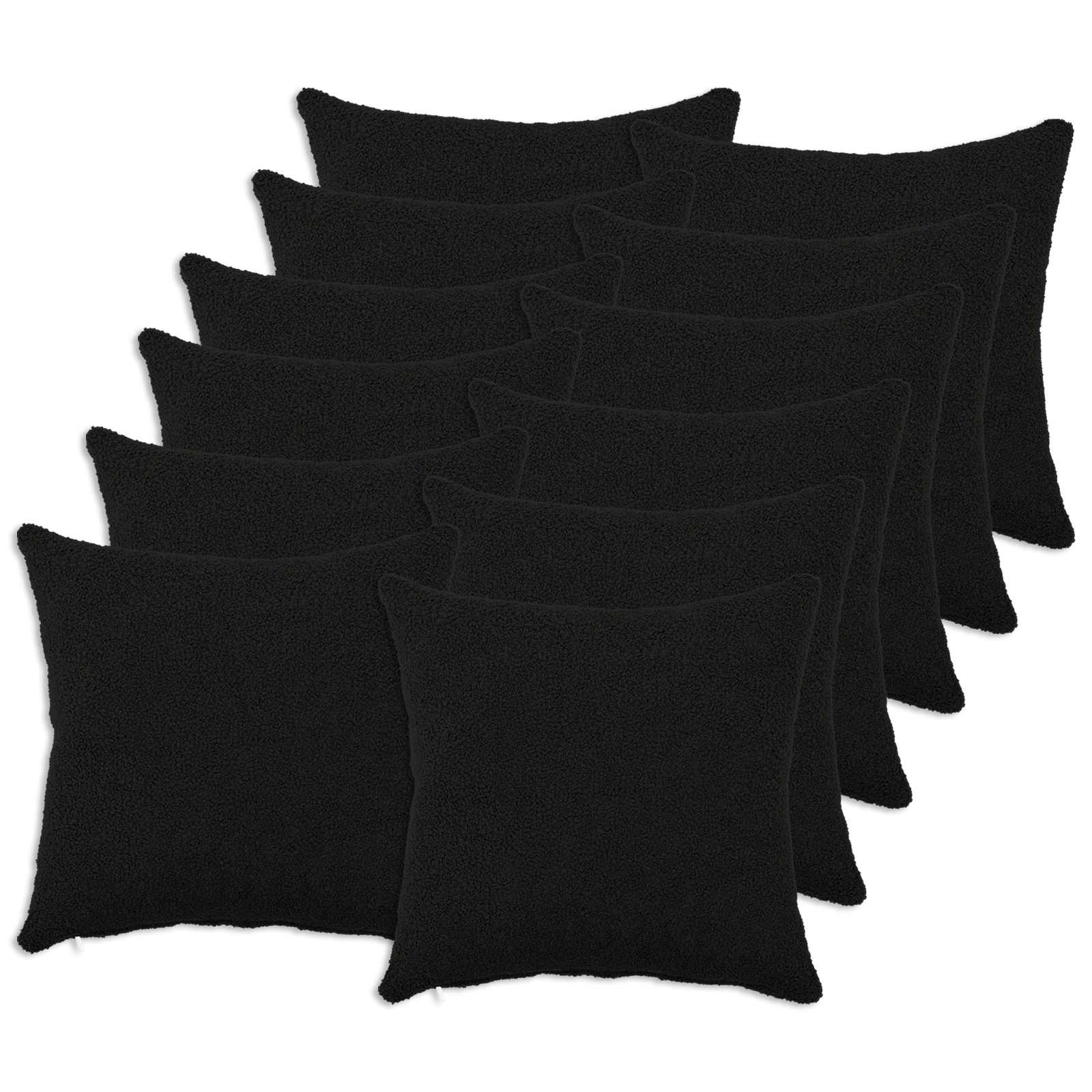 Κάλυμμα Μαξιλαριού 12 pcs HEERLEN Μαύρο 40 x 40 cm Μπουκλέ