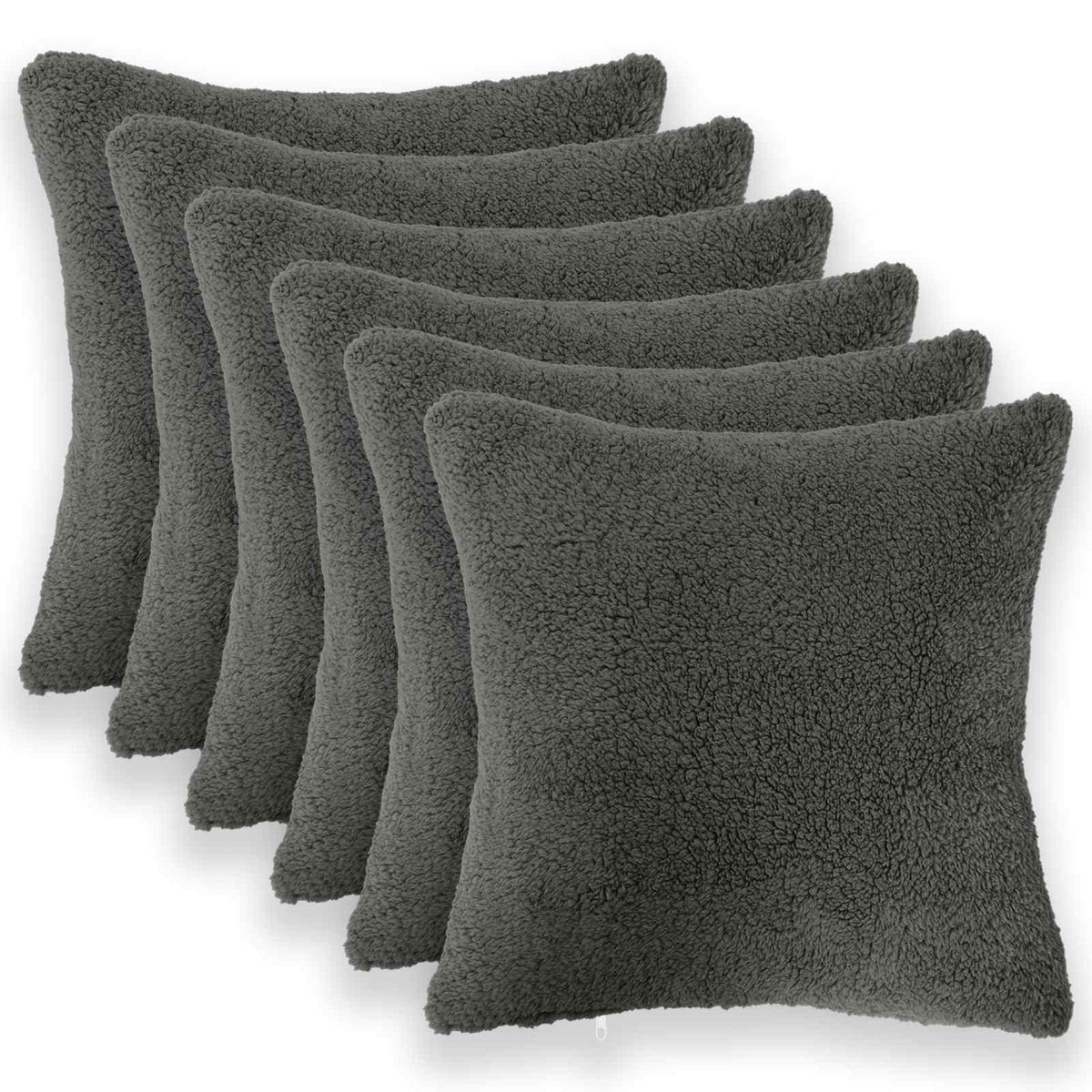Κάλυμμα Μαξιλαριού 6 pcs HEERLEN Σκούρο Γκρι 40 x 40 cm Μπουκλέ - Pakobazaar