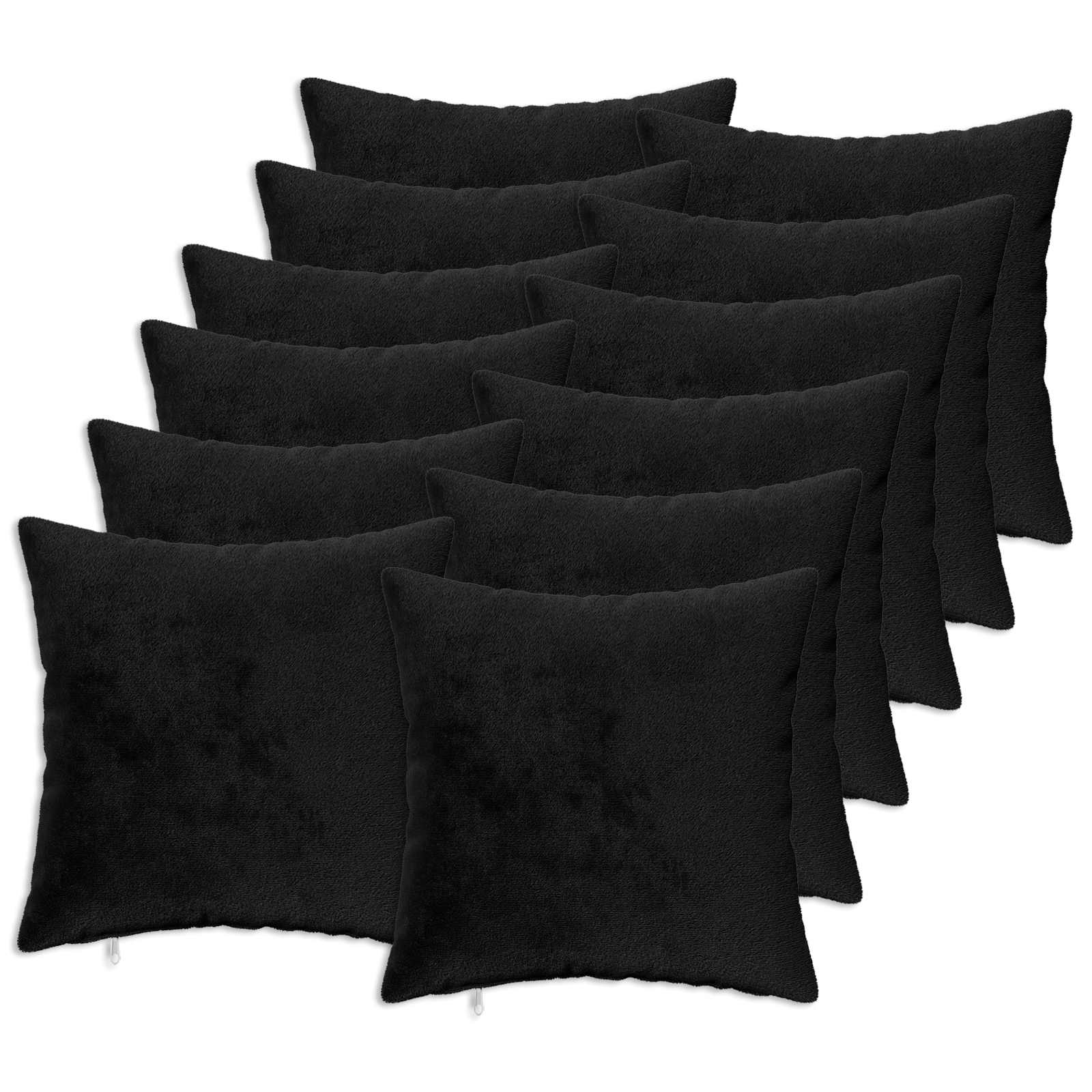 Κάλυμμα Μαξιλαριού 12 pcs HEERLEN Μαύρο 40 x 40 cm Φανέλα - Pakobazaar