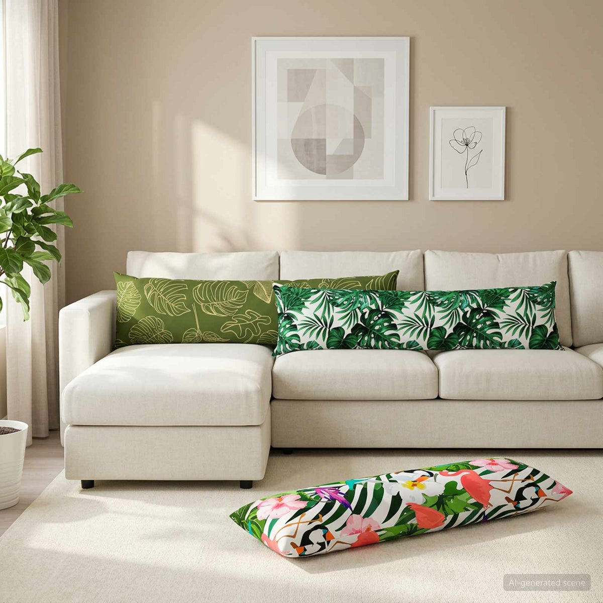 Μαξιλάρι Ρίψης HEERLEN Σχέδιο Φύλλου 40 x 145 cm Πολυεστέρας
