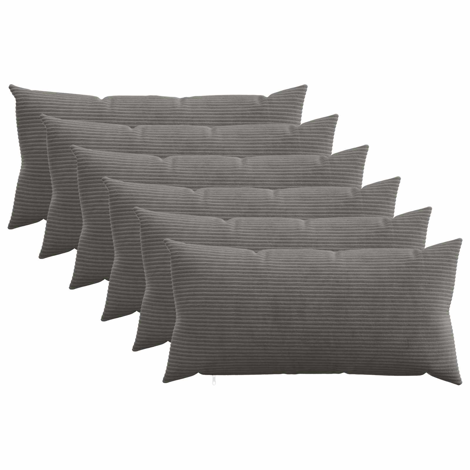 Κάλυμμα Μαξιλαριού 6 pcs HEERLEN Σκούρο Γκρι 40 x 70 cm - Pakobazaar