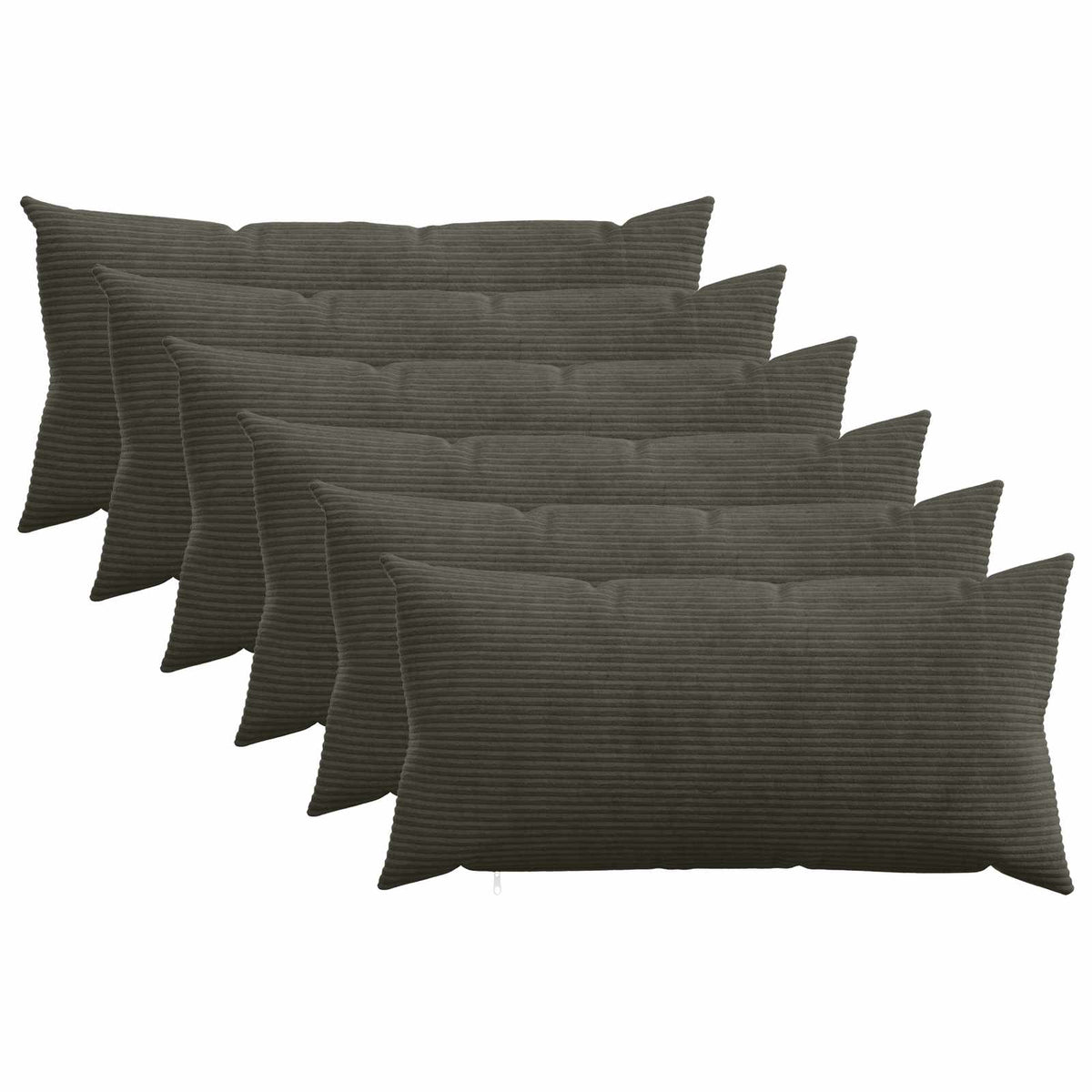 Κάλυμμα Μαξιλαριού 6 pcs HEERLEN Ανθρακί 40 x 70 cm κορντουρόι - Pakobazaar