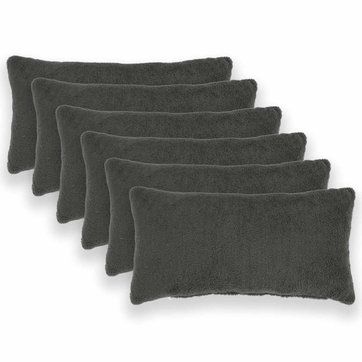 Κάλυμμα Μαξιλαριού 6 pcs HEERLEN Σκούρο Γκρι 40 x 70 cm Μπουκλέ