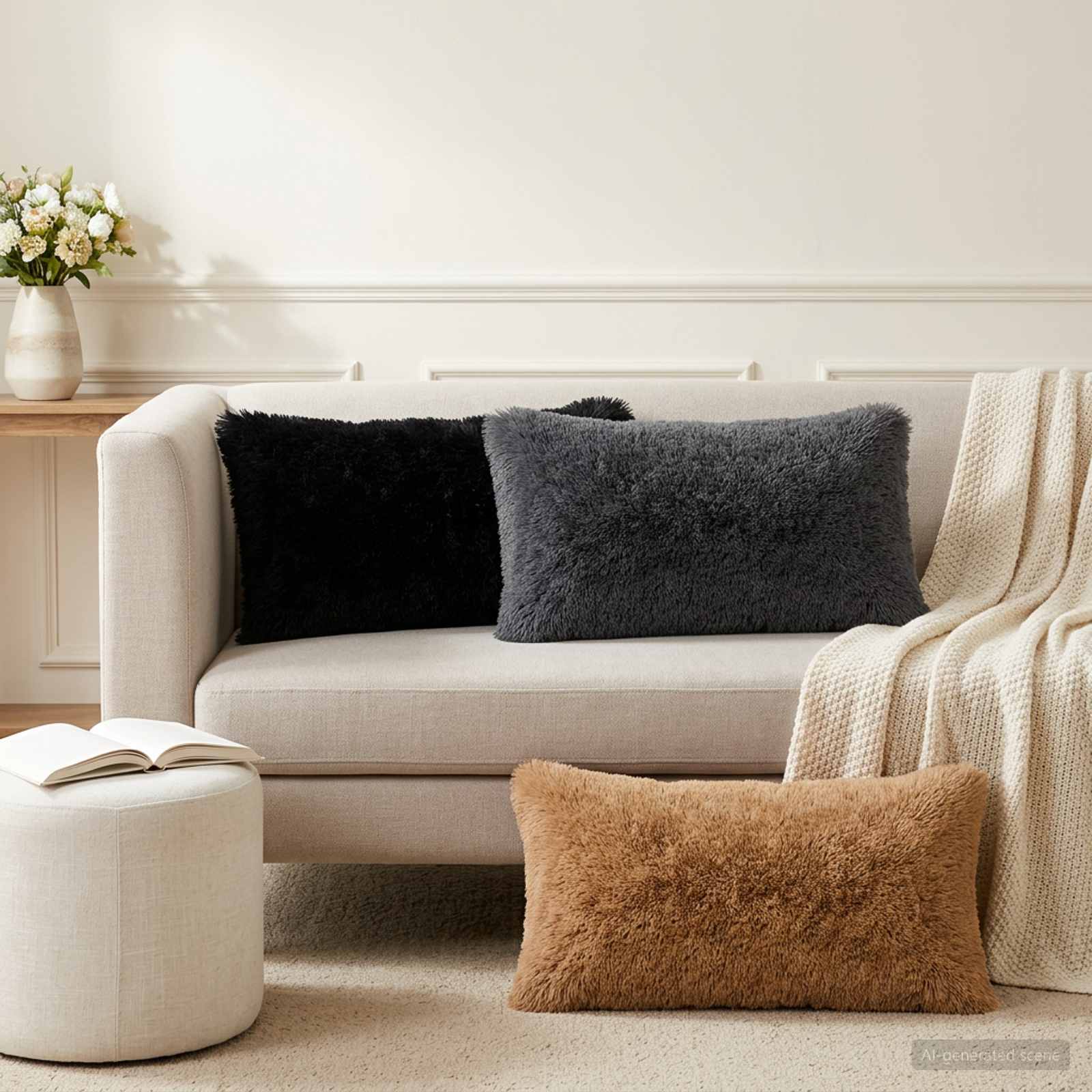 Κάλυμμα Μαξιλαριού 2 pcs HEERLEN Μαύρο 40 x 80 cm PV Φλίς