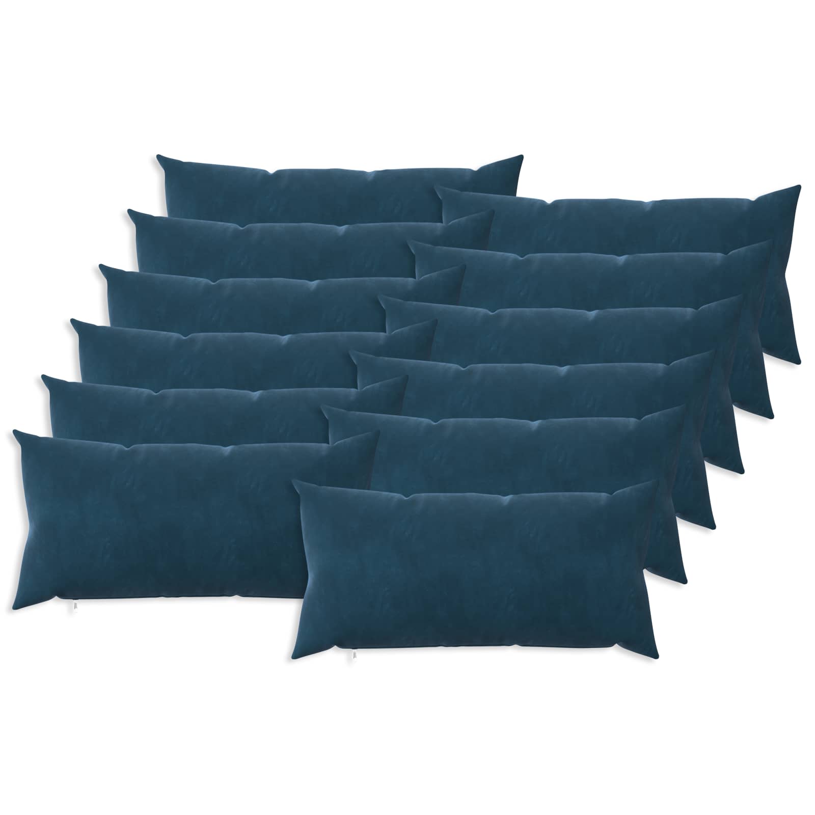 Κάλυμμα Μαξιλαριού 12 pcs HEERLEN Μπλε 40 x 80 cm Βελούδο - Pakobazaar