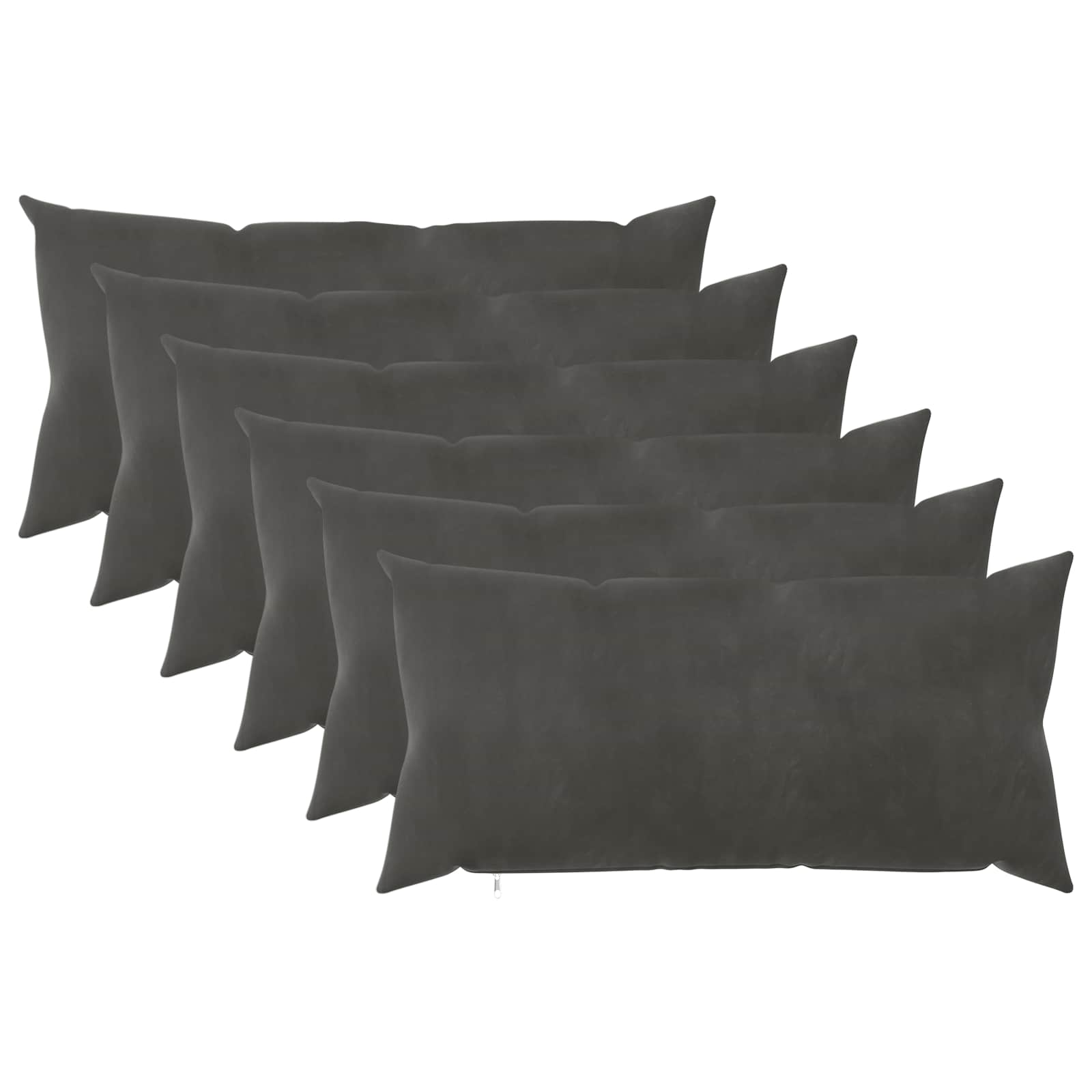 Κάλυμμα Μαξιλαριού 6 pcs HEERLEN Σκούρο Γκρι 40 x 80 cm Βελούδο