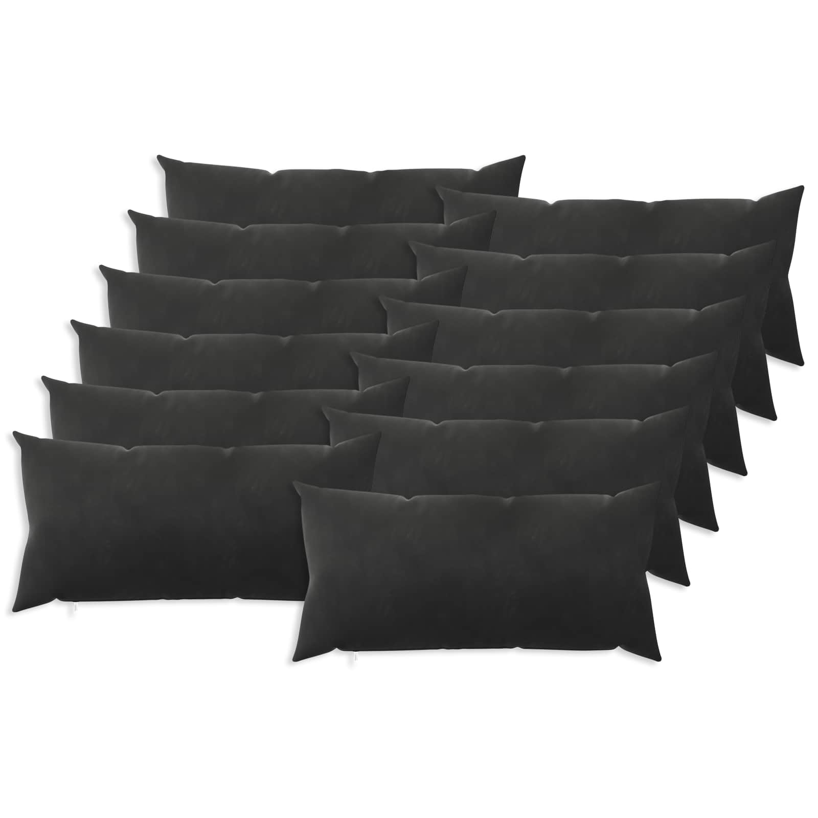 Κάλυμμα Μαξιλαριού 12 pcs HEERLEN Μαύρο 40 x 80 cm Βελούδο
