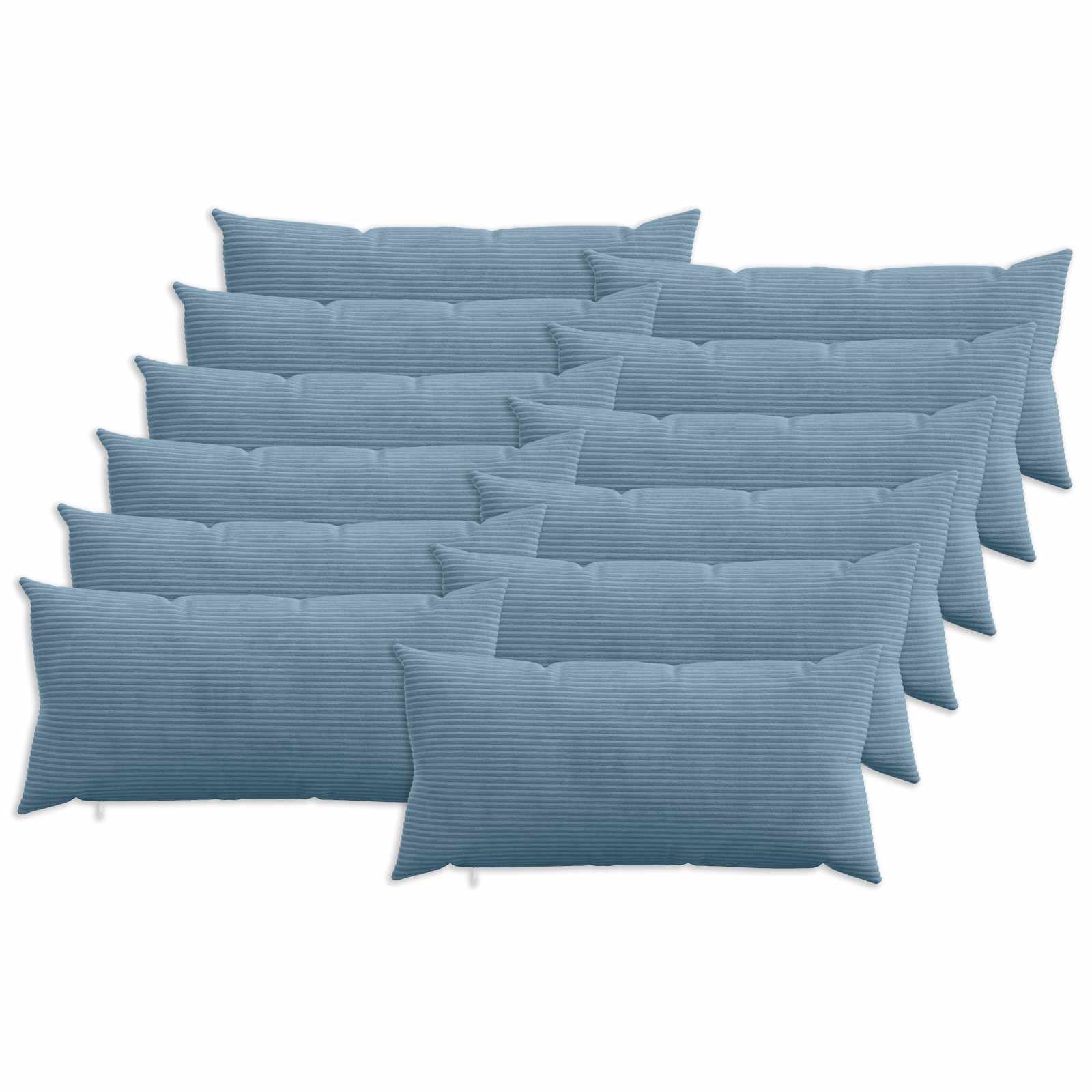 Κάλυμμα Μαξιλαριού 12 pcs HEERLEN Μπλε 40 x 80 cm κορντουρόι - Pakobazaar