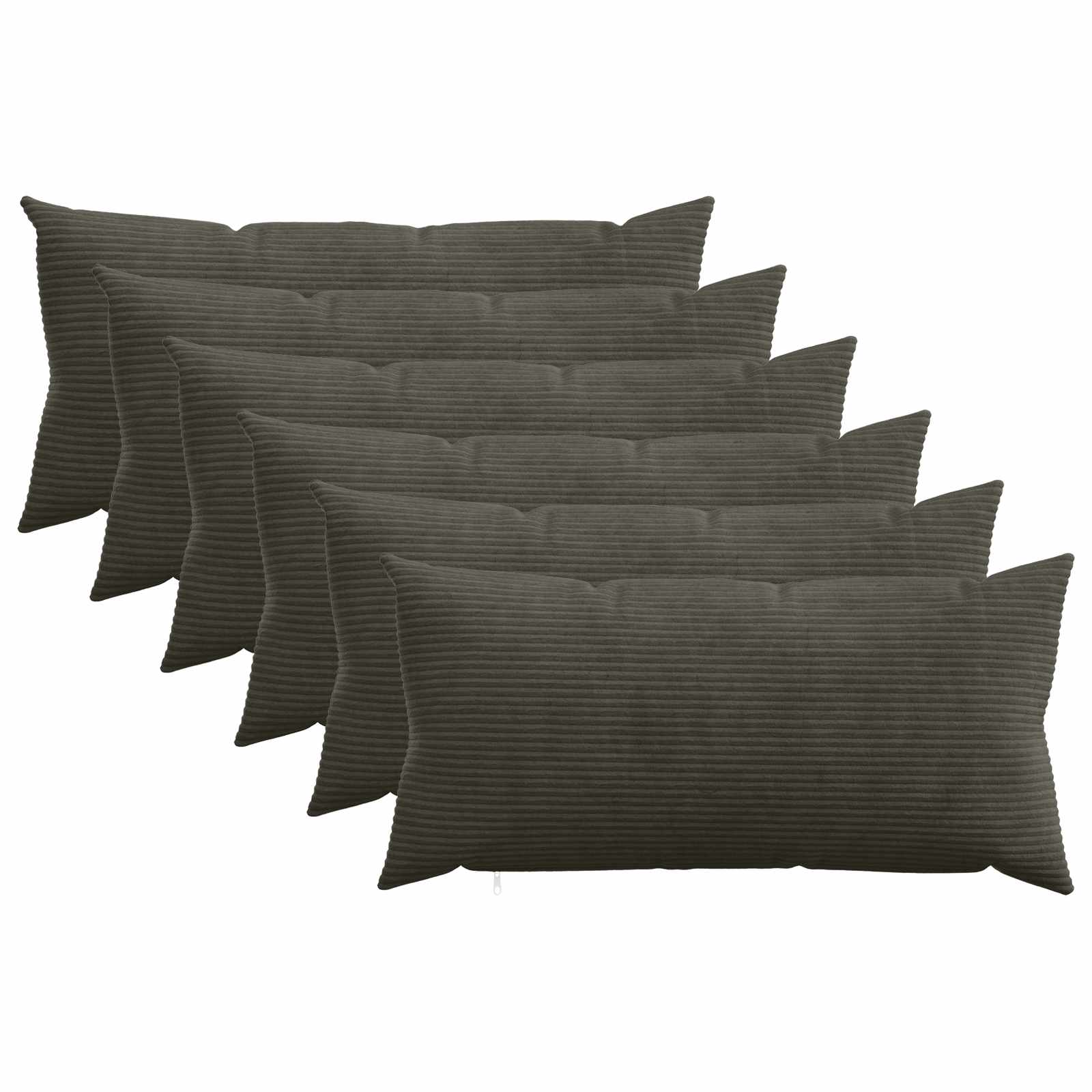 Κάλυμμα Μαξιλαριού 6 pcs HEERLEN Ανθρακί 40 x 80 cm κορντουρόι - Pakobazaar