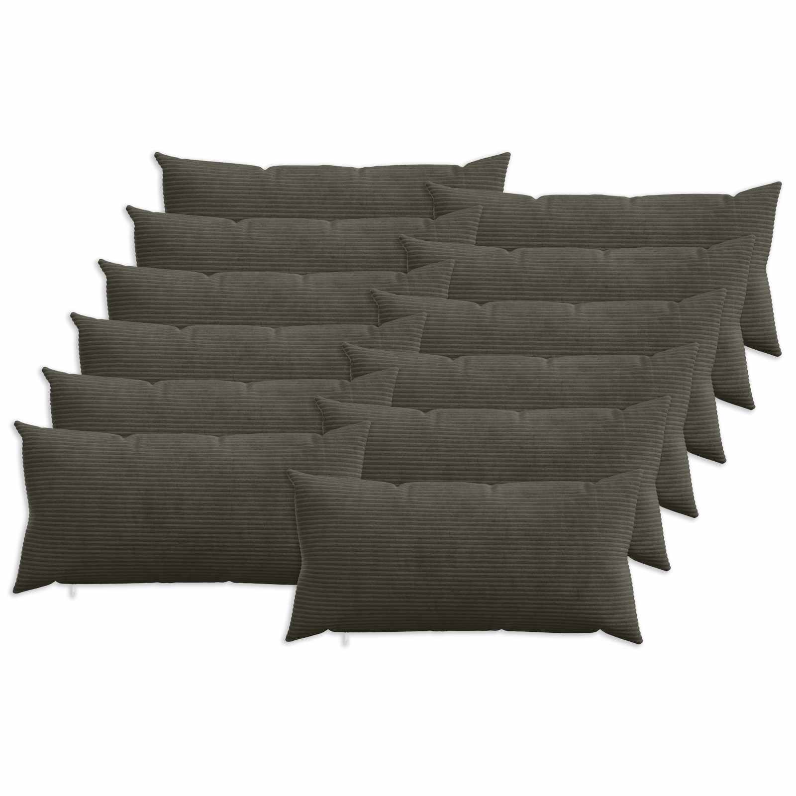 Κάλυμμα Μαξιλαριού 12 pcs HEERLEN Ανθρακί 40 x 80 cm κορντουρόι - Pakobazaar