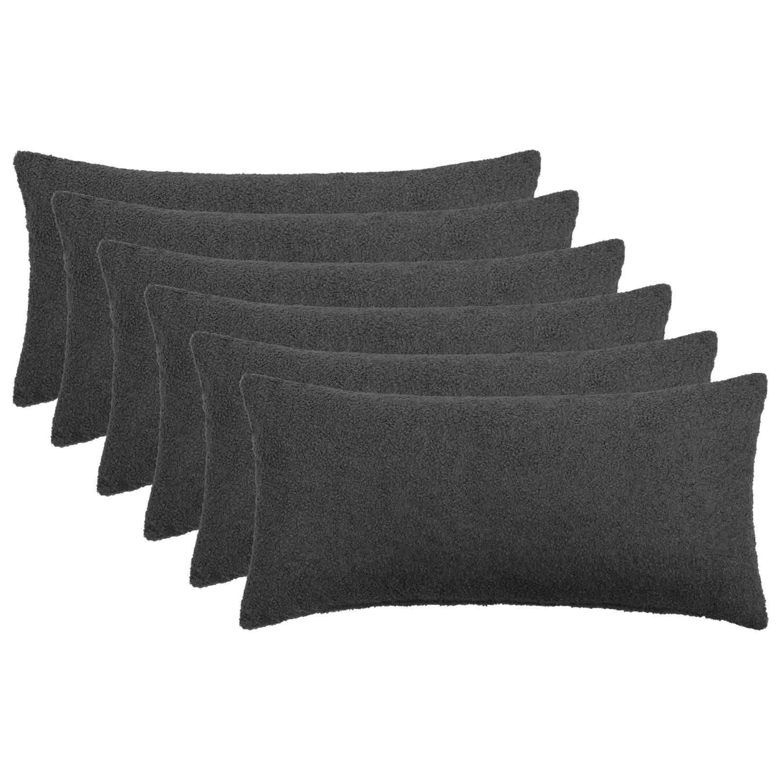 Κάλυμμα Μαξιλαριού 6 pcs HEERLEN Σκούρο Γκρι 40 x 80 cm Μπουκλέ - Pakobazaar