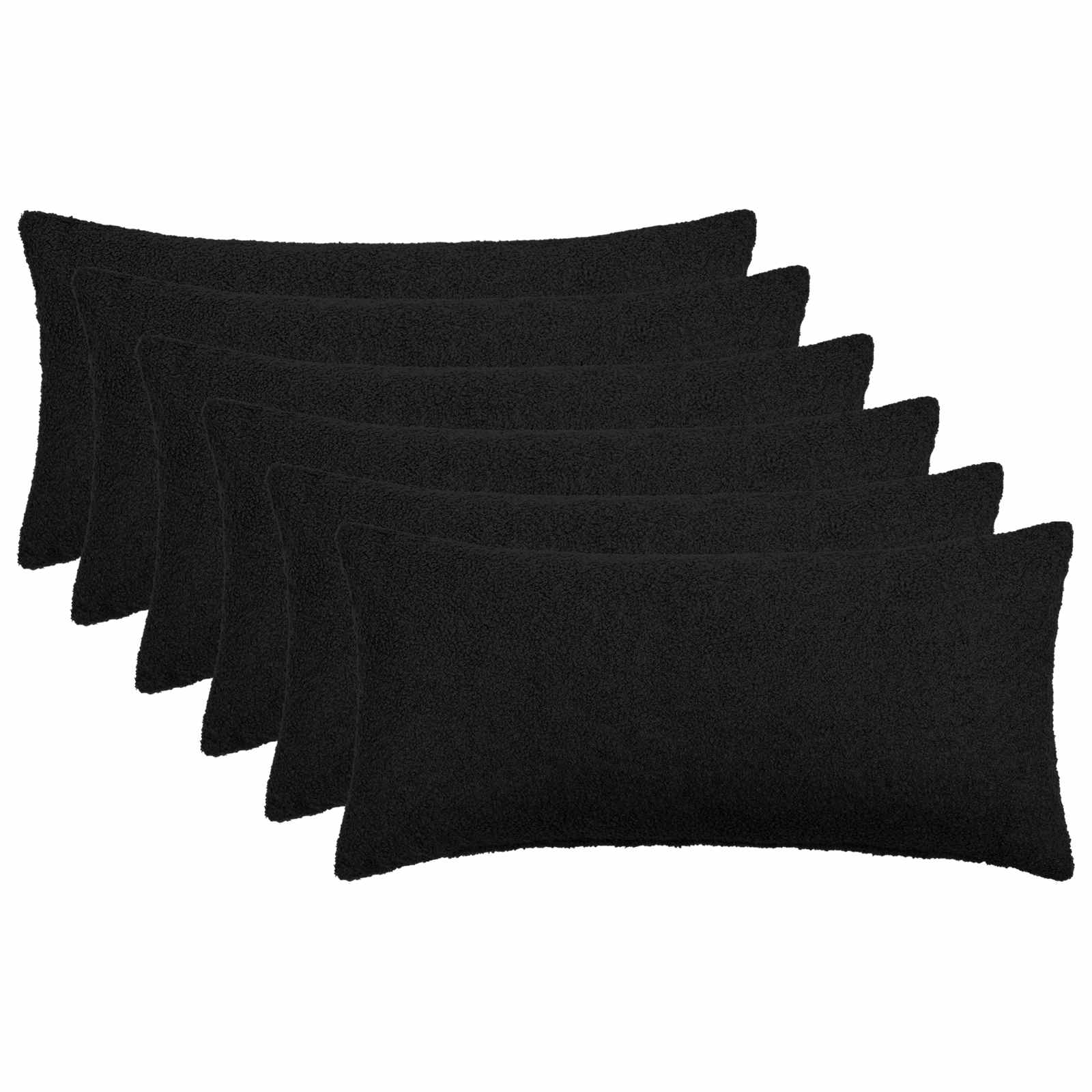 Κάλυμμα Μαξιλαριού 6 pcs HEERLEN Μαύρο 40 x 80 cm Μπουκλέ - Pakobazaar