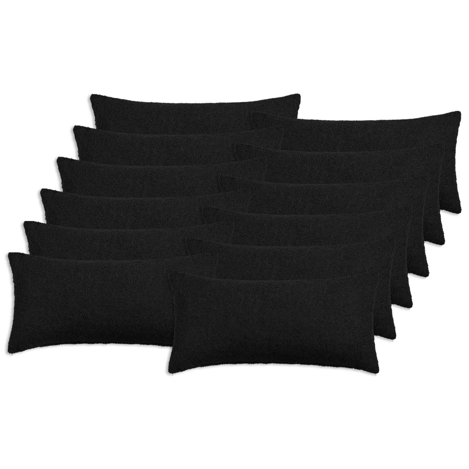 Κάλυμμα Μαξιλαριού 12 pcs HEERLEN Μαύρο 40 x 80 cm Μπουκλέ - Pakobazaar