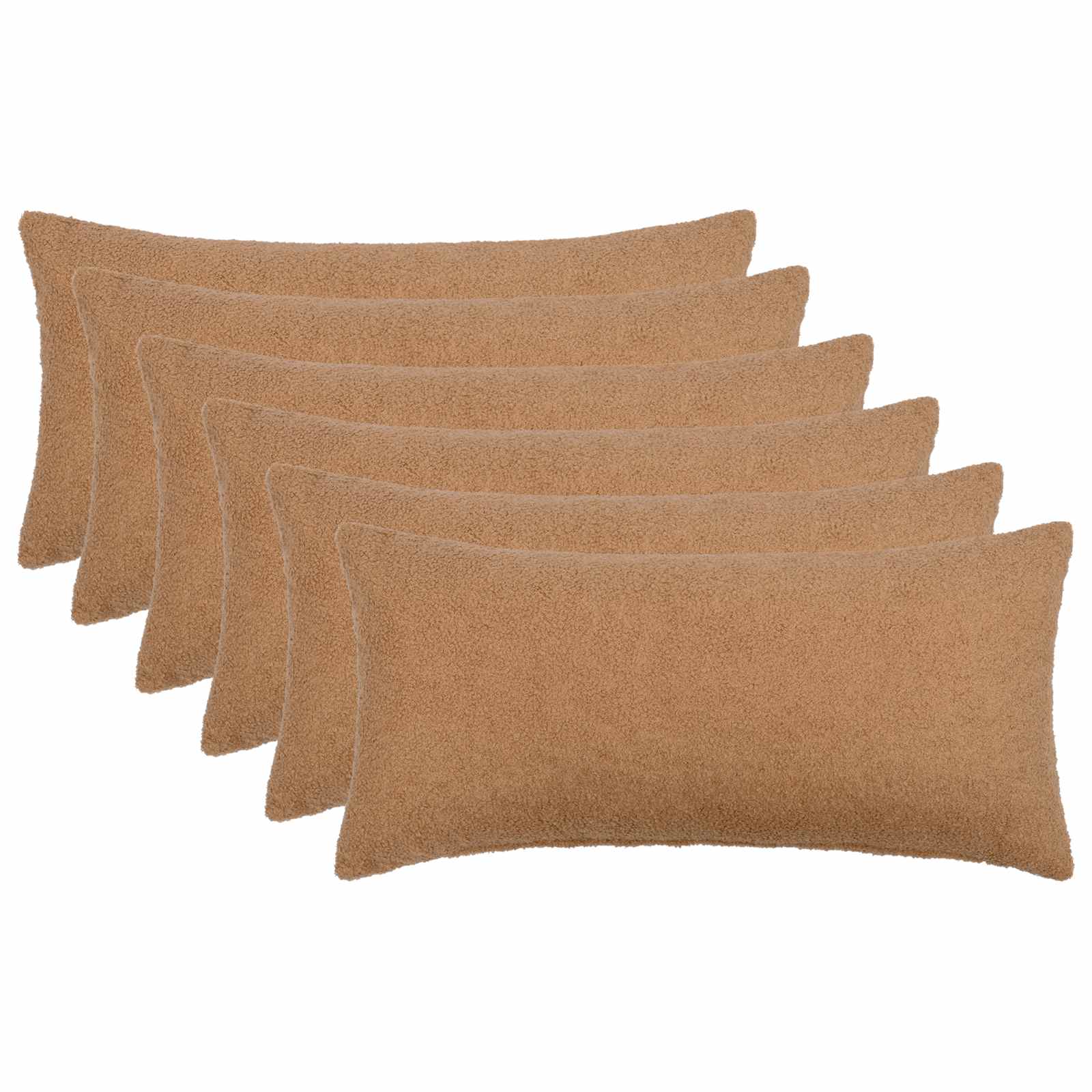 Κάλυμμα Μαξιλαριού 6 pcs HEERLEN Μπεζ 40 x 80 cm Μπουκλέ - Pakobazaar