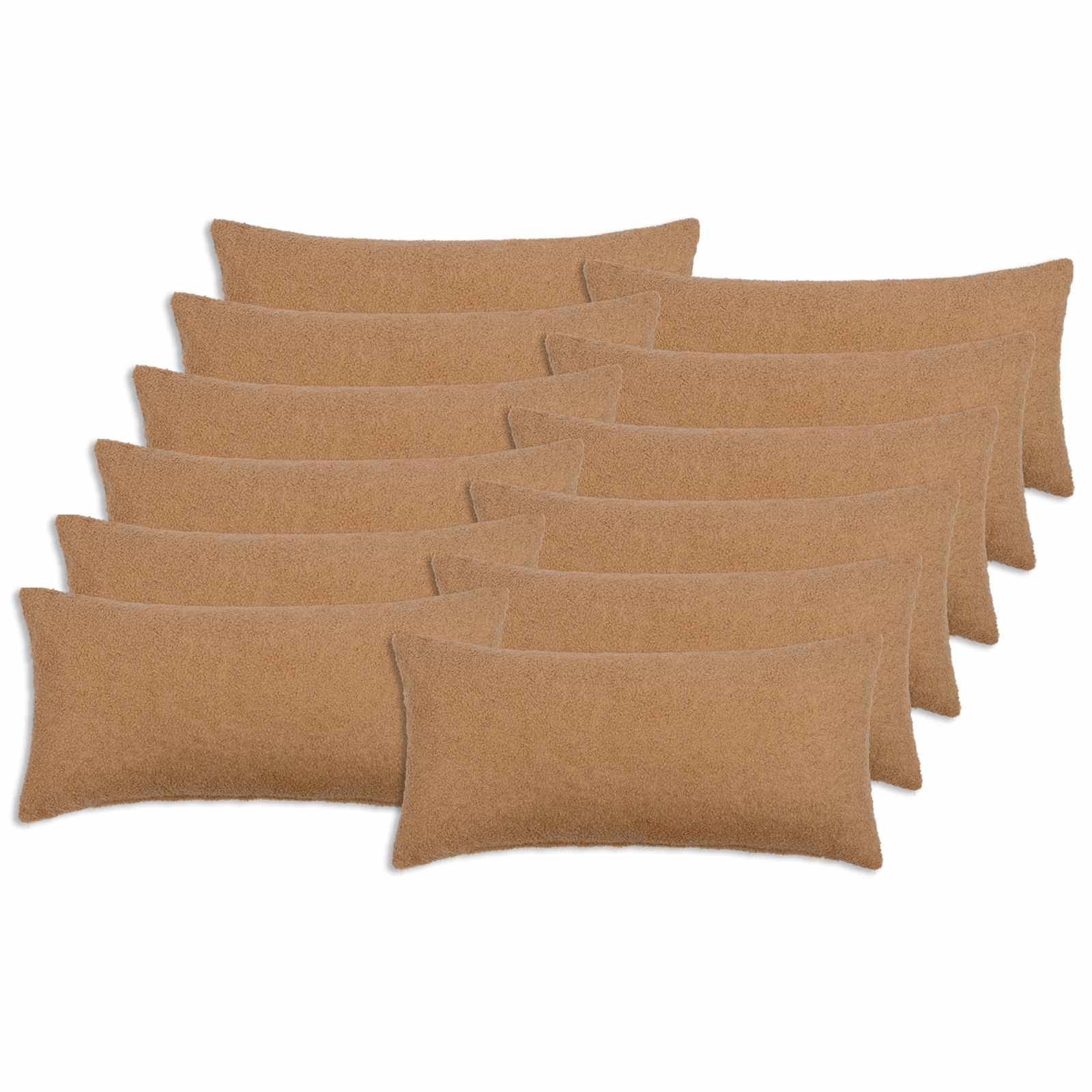 Κάλυμμα Μαξιλαριού 12 pcs HEERLEN Μπεζ 40 x 80 cm Μπουκλέ - Pakobazaar