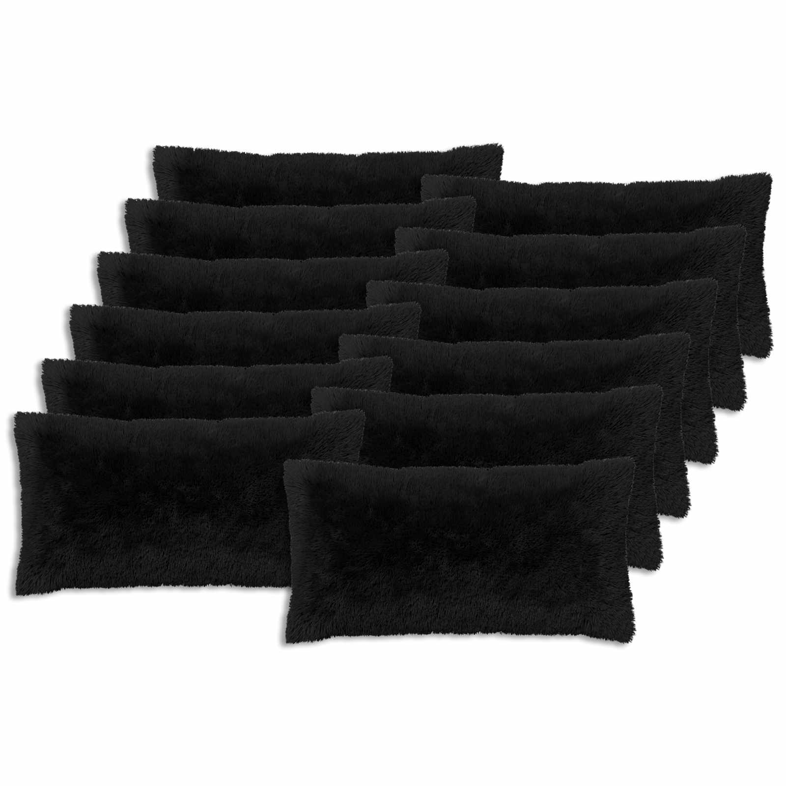 Κάλυμμα Μαξιλαριού 12 pcs HEERLEN Μαύρο 40 x 80 cm PV Φλίς