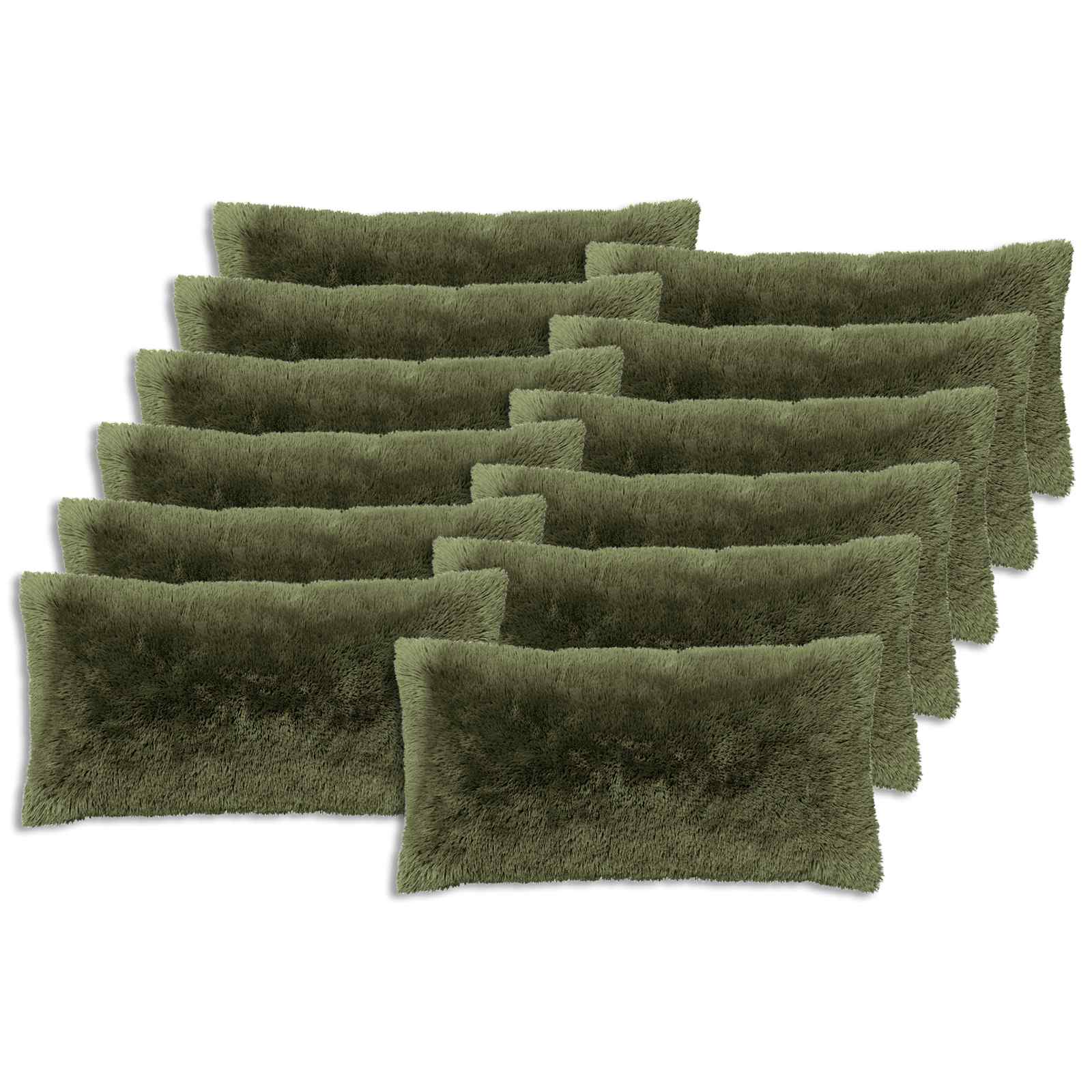 Κάλυμμα Μαξιλαριού 12 pcs HEERLEN Πράσινο 40 x 80 cm PV Φλίς - Pakobazaar
