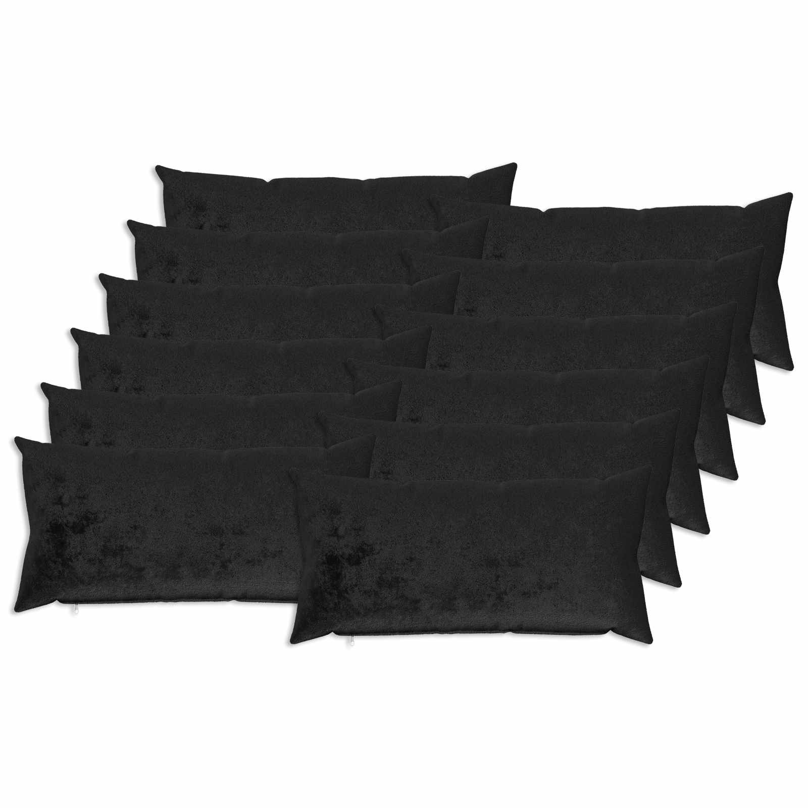 Κάλυμμα Μαξιλαριού 12 pcs HEERLEN Μαύρο 40 x 80 cm Φανέλα - Pakobazaar