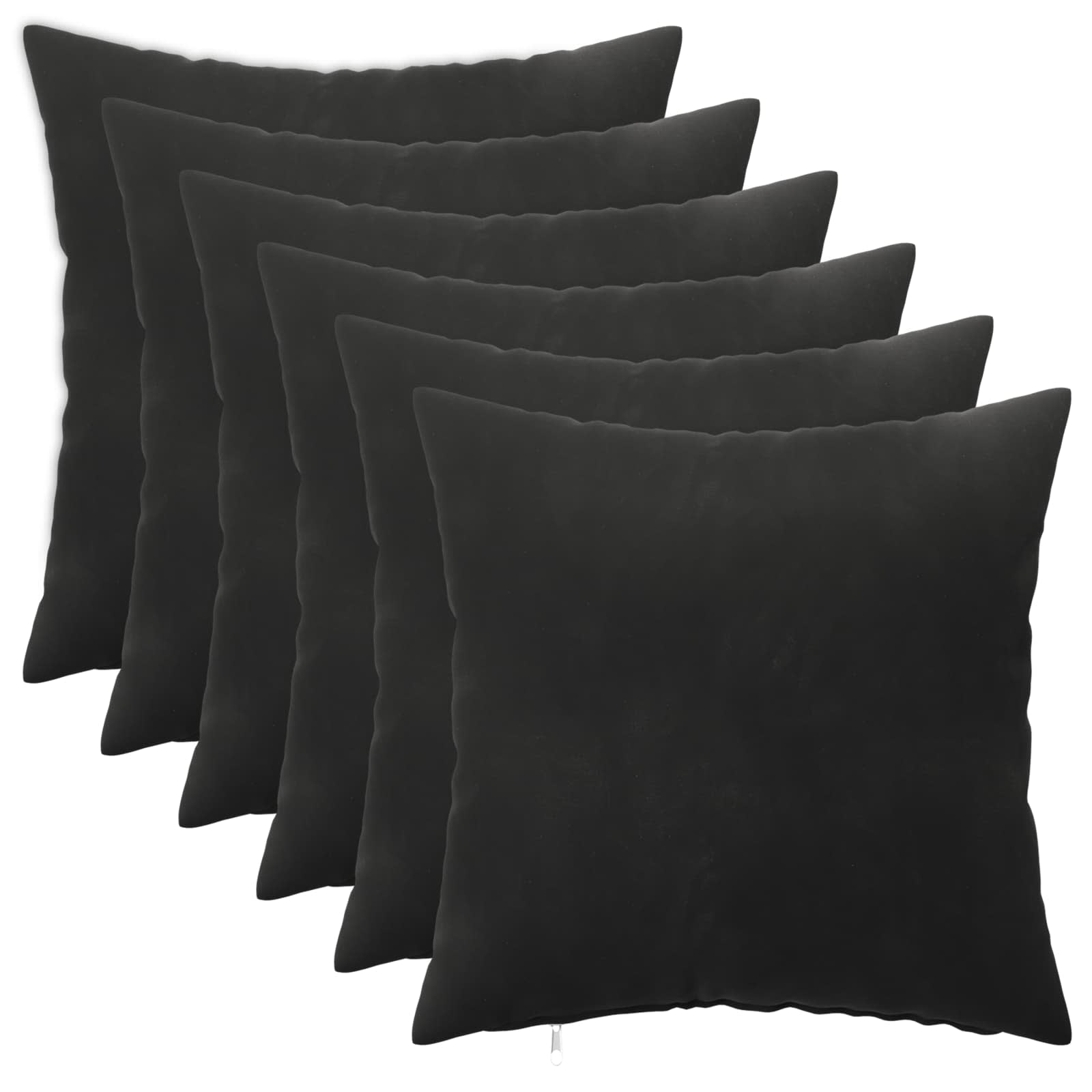 Κάλυμμα Μαξιλαριού 6 pcs HEERLEN Μαύρο 45 x 45 cm Βελούδο