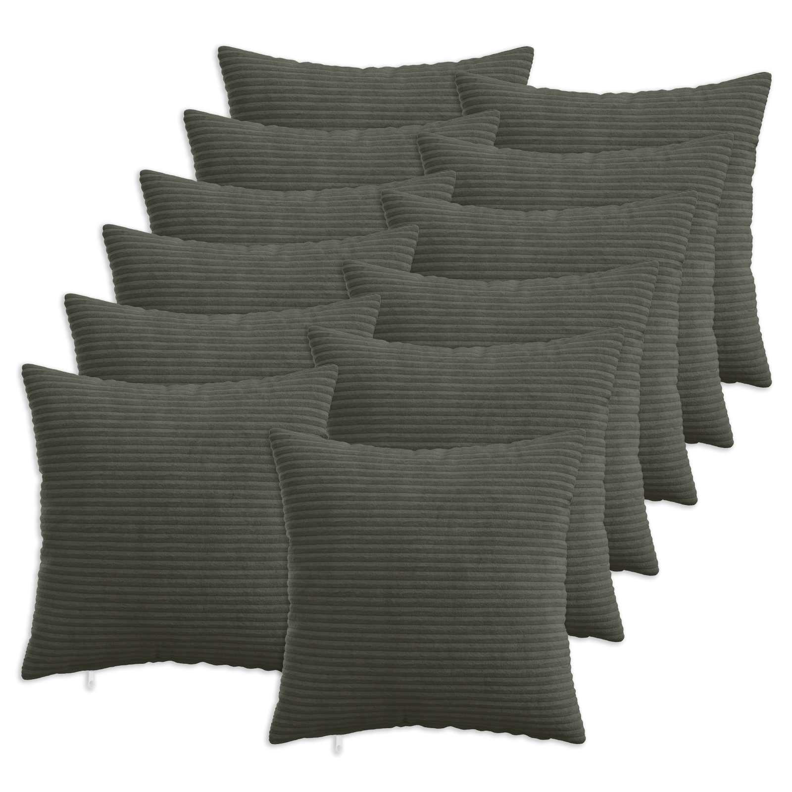 Κάλυμμα Μαξιλαριού 12 pcs HEERLEN Ανθρακί 45 x 45 cm κορντουρόι - Pakobazaar