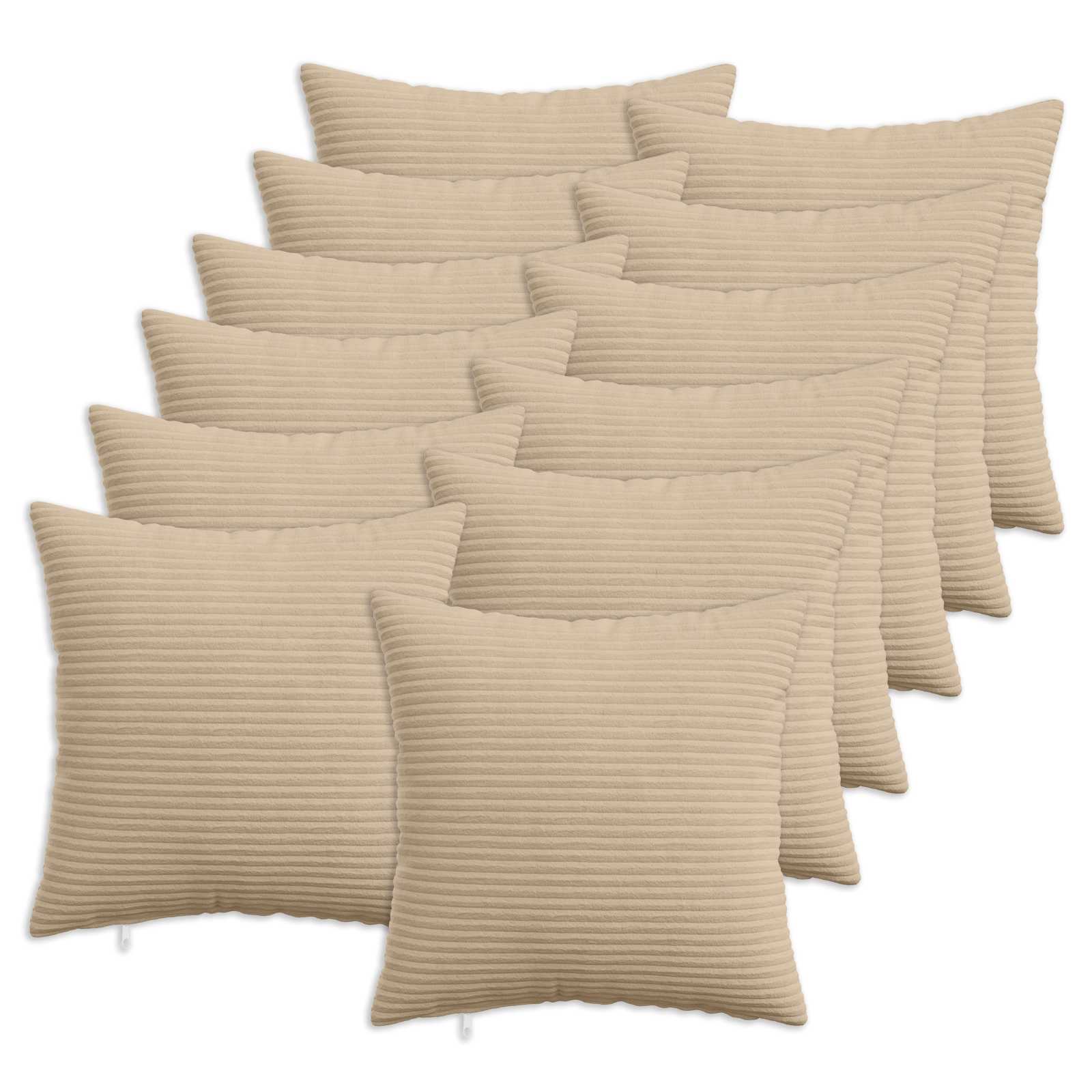 Κάλυμμα Μαξιλαριού 12 pcs HEERLEN Taupe 45 x 45 cm κορντουρόι - Pakobazaar