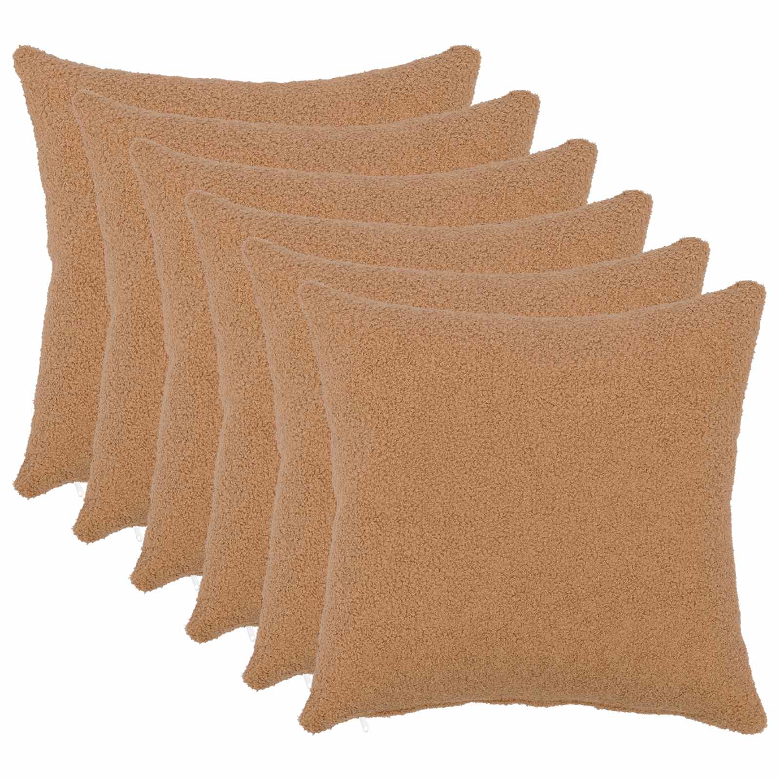Κάλυμμα Μαξιλαριού 6 pcs HEERLEN Μπεζ 45 x 45 cm Μπουκλέ - Pakobazaar