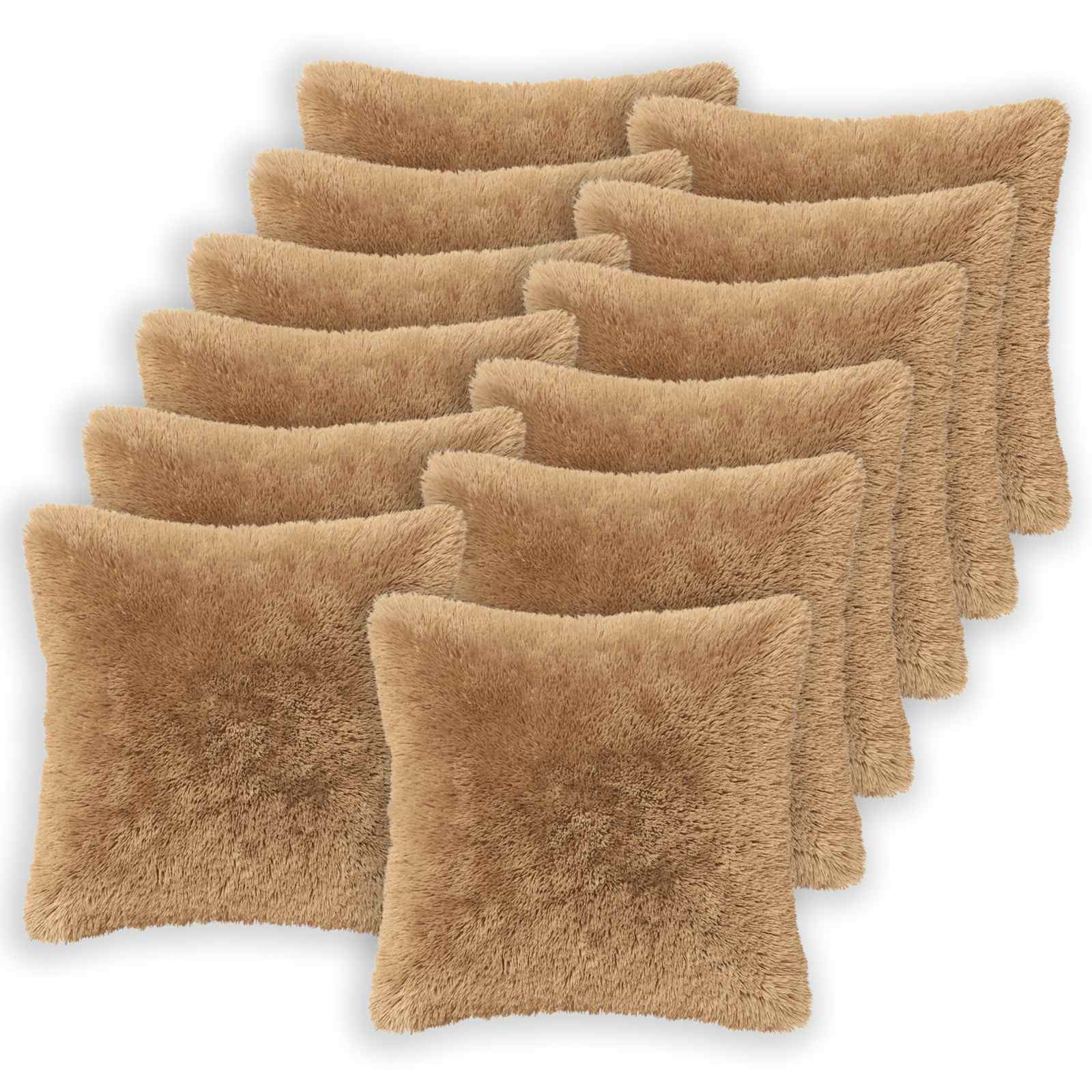 Κάλυμμα Μαξιλαριού 12 pcs HEERLEN Taupe 45 x 45 cm PV Φλίς - Pakobazaar