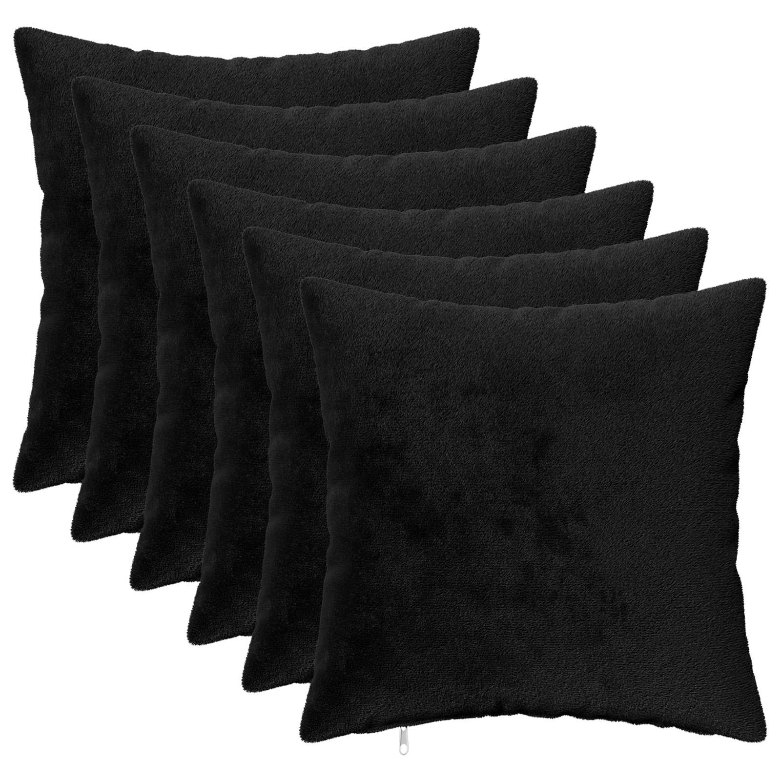 Κάλυμμα Μαξιλαριού 6 pcs HEERLEN Μαύρο 45 x 45 cm Φανέλα - Pakobazaar