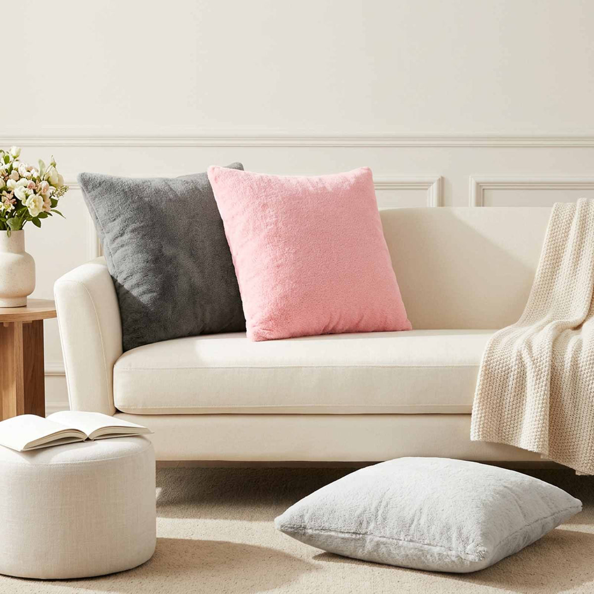 Κάλυμμα Μαξιλαριού 2 τμχ. HEERLEN Ροζ 45 x 45 cm Φανέλα - Pakobazaar