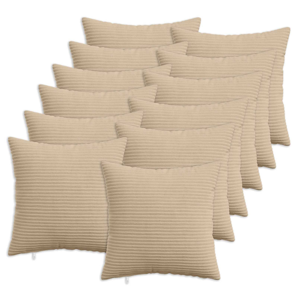 Κάλυμμα Μαξιλαριού 12 pcs HEERLEN Taupe 50 x 50 cm κορντουρόι