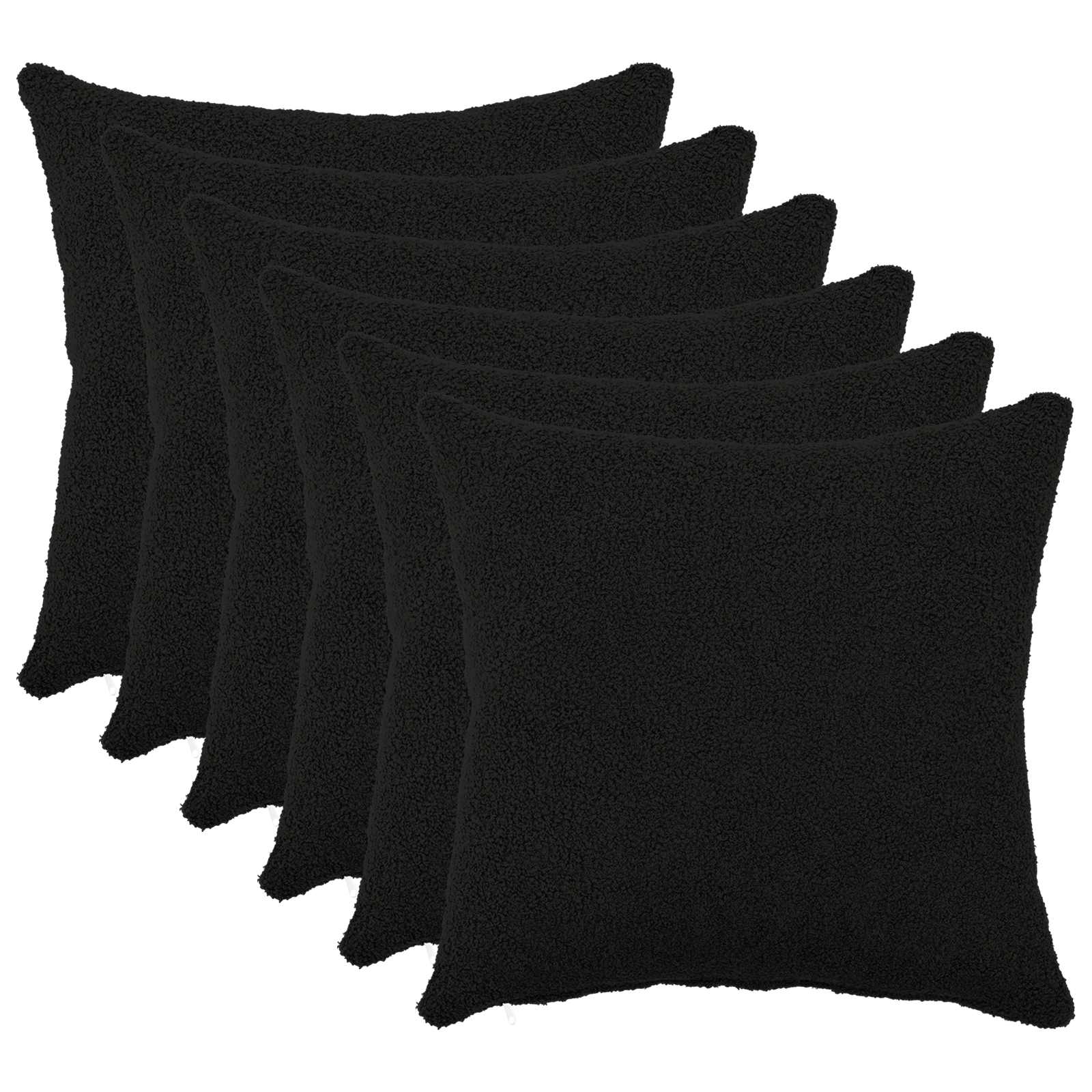 Κάλυμμα Μαξιλαριού 6 pcs HEERLEN Μαύρο 50 x 50 cm Μπουκλέ - Pakobazaar